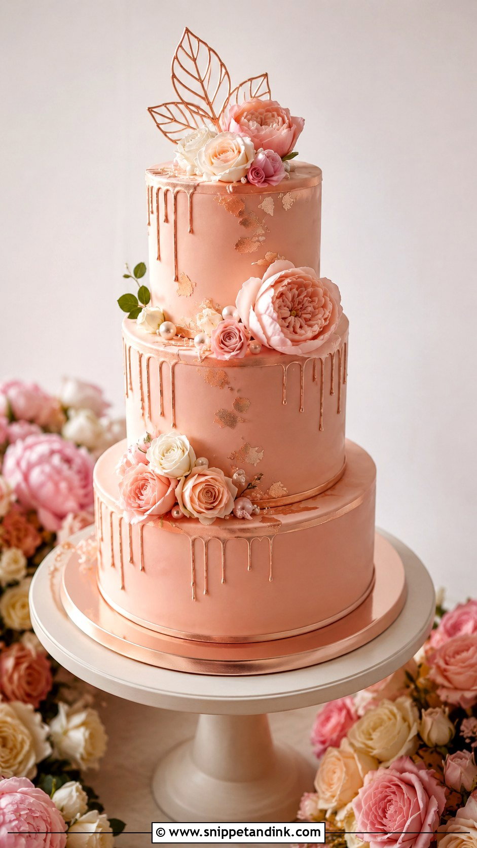 Rose Gold Blush Wedding Cake - Snippet and Ink - 25 Rose Gold Wedding Cake Designs