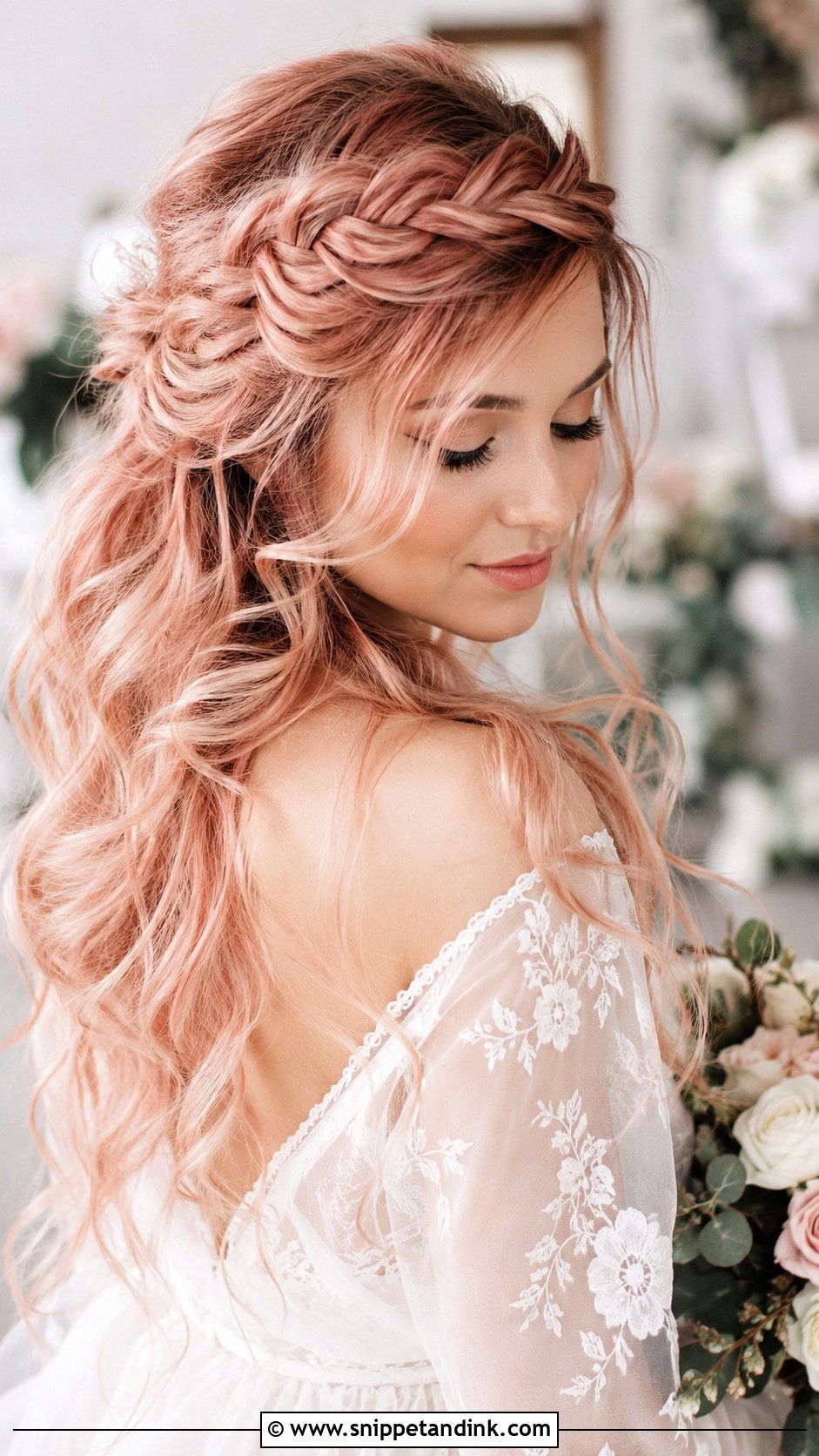Rose Gold Bridal Hair Color - Snippet and Ink - 20 Bride Hair Color Ideas
