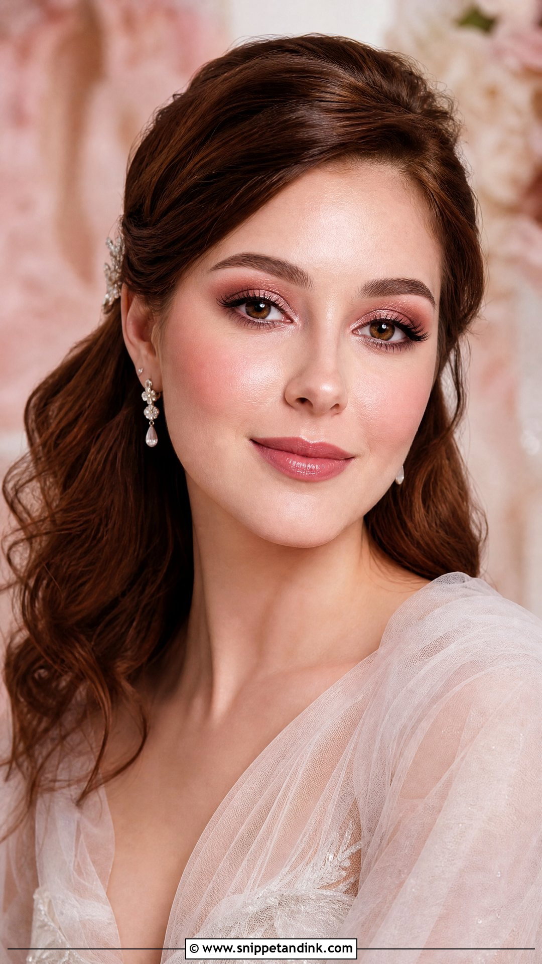 Rose Gold Bridal Makeup For Brown Eyes - Snippet and Ink - 20 Brown Eye Bridal Makeup Ideas