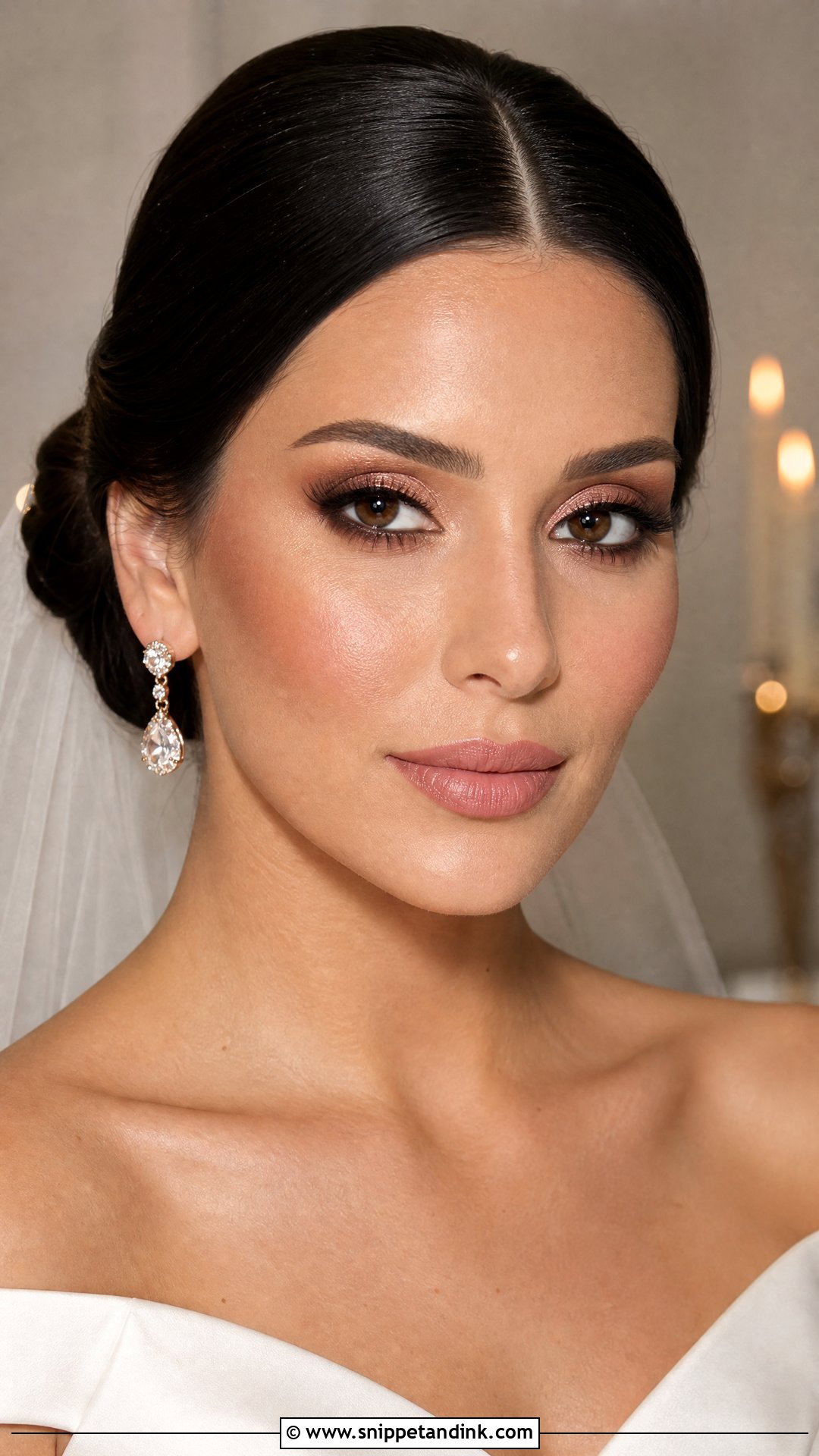Rose Gold Bridal Makeup With Dark Hair - Snippet and Ink - 20 Rose Gold Bridal Makeup Ideas