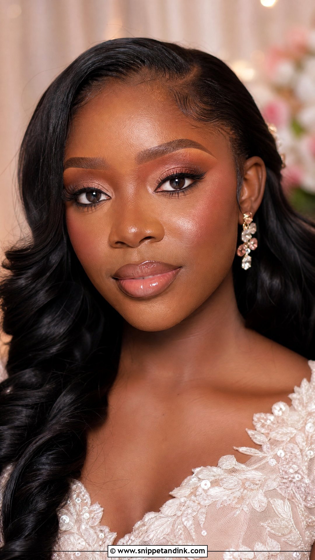 Rose Gold Bridal Makeup With Glossy Lips - Snippet and Ink - 20 Rose Gold Bridal Makeup Ideas