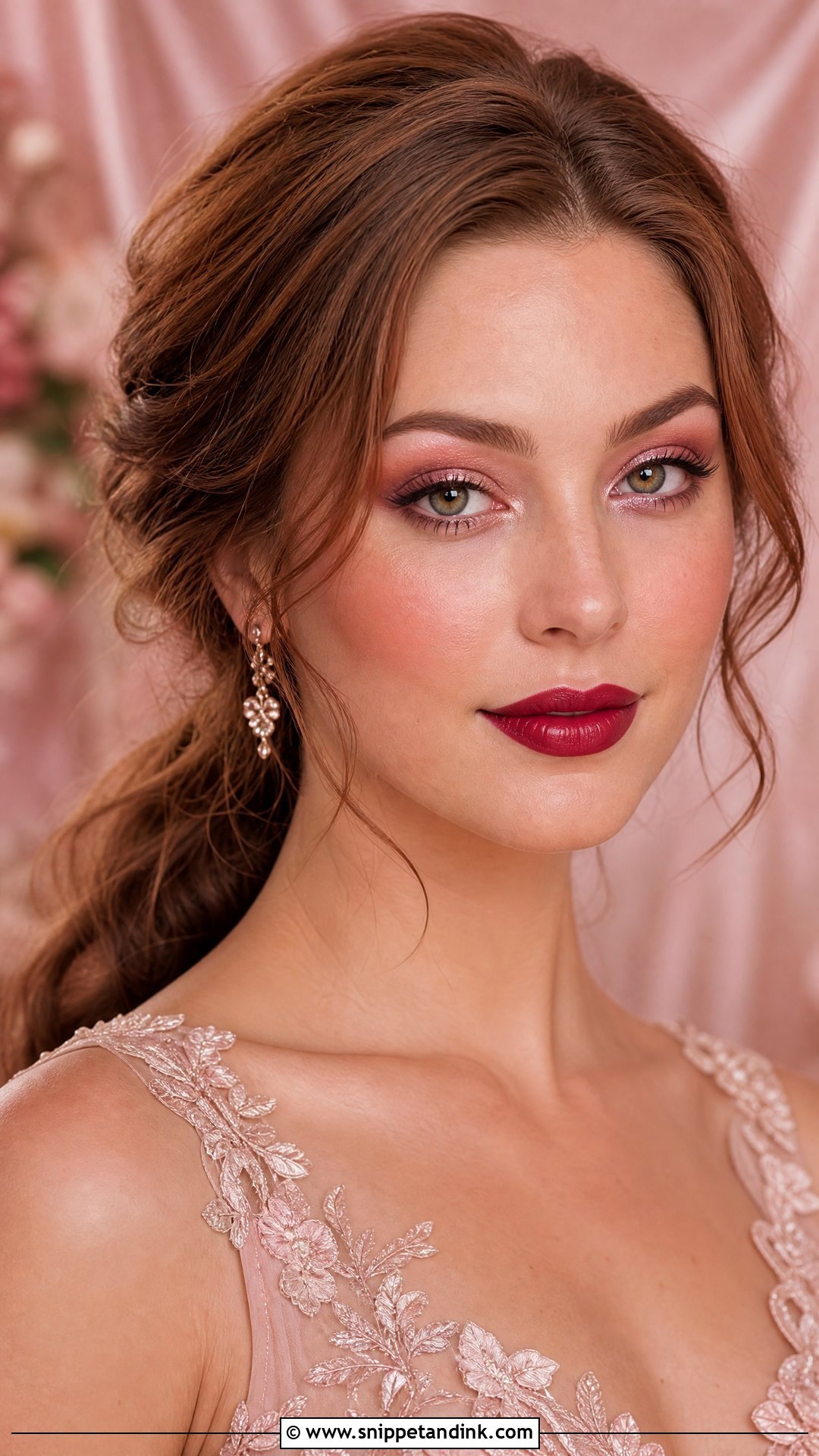 Rose Gold Bridal Makeup With Red Lips - Snippet and Ink - 25 Bridal Makeup with Red Lips
