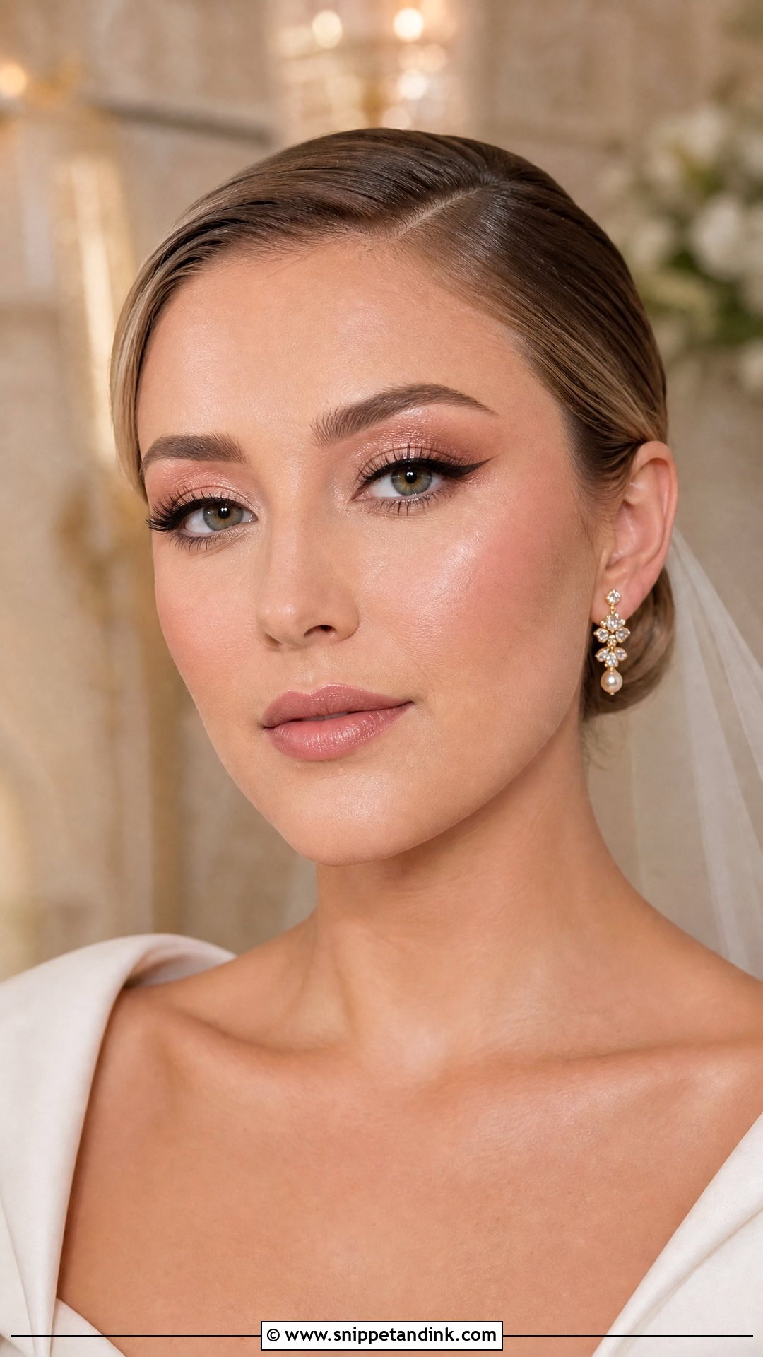 Rose Gold Bridal Makeup With Winged Liner - Snippet and Ink - 20 Rose Gold Bridal Makeup Ideas
