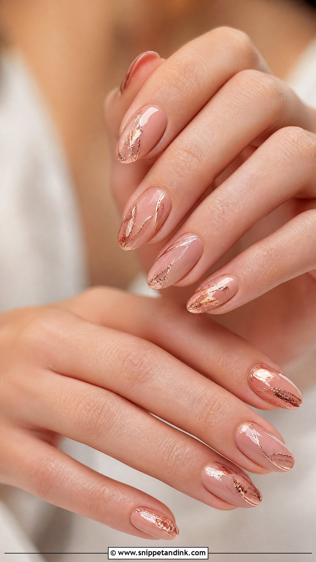 Rose Gold Bridal Nails - Snippet and Ink - 25 Wedding Nail Art for Bride Ideas