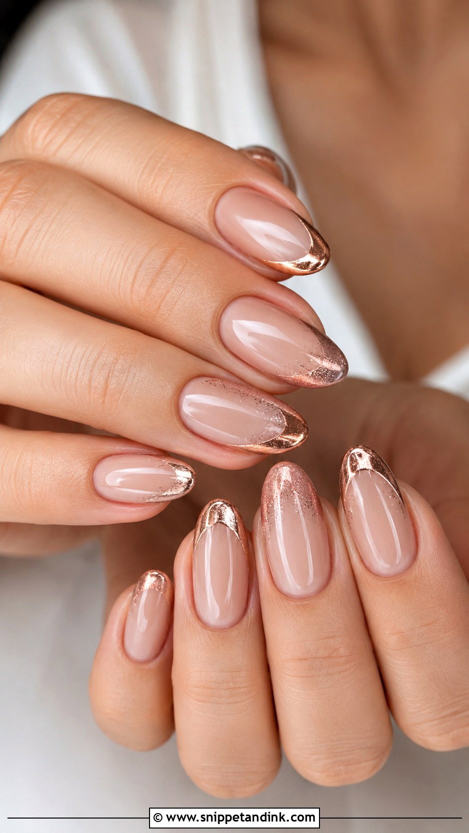 Rose Gold Bridal Nails - Snippet and Ink - 20 Bridal Nails with Gold