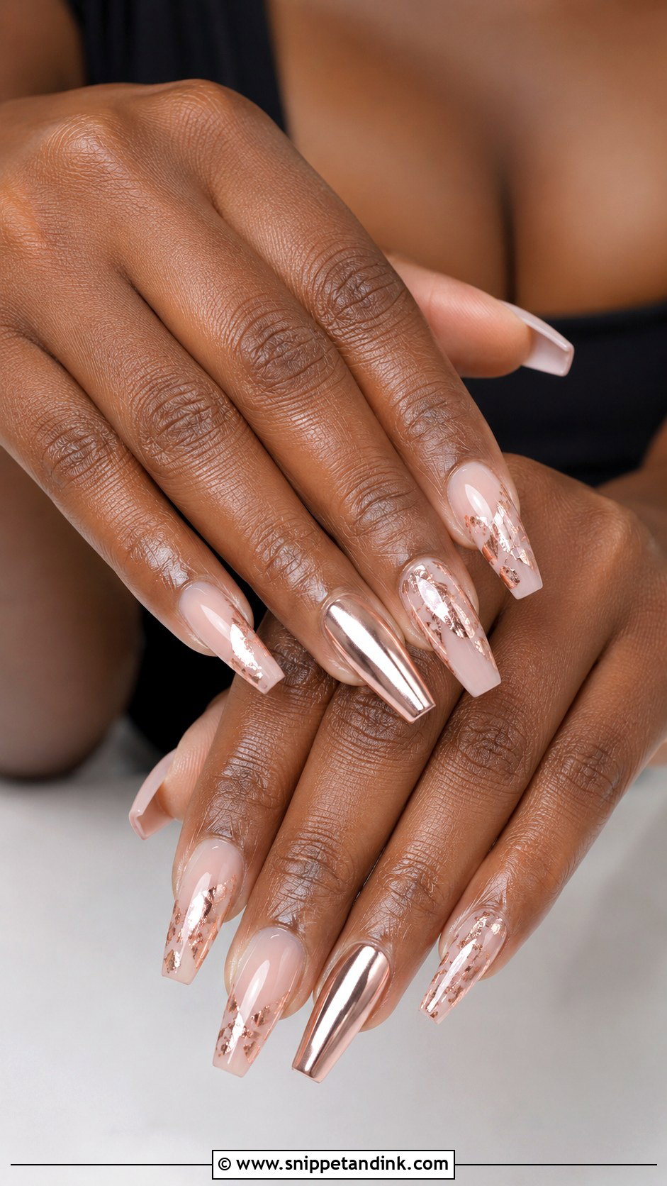 Rose Gold Bridal Nails For Black Women - Snippet and Ink - 20 Bridal Nails Black Women
