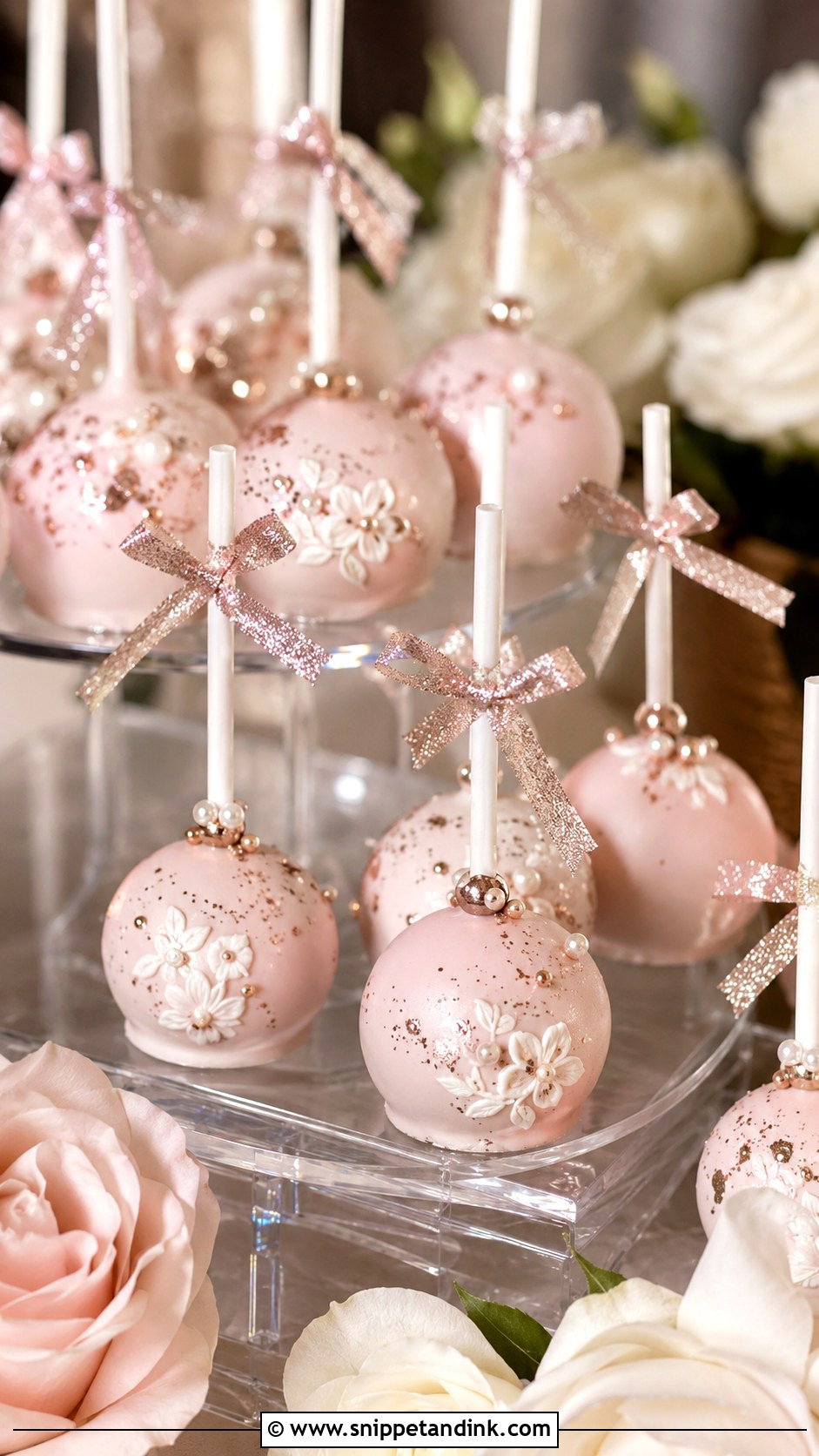 Rose Gold Bride Cake Pops - Snippet and Ink - 35 Bride Cake Pops