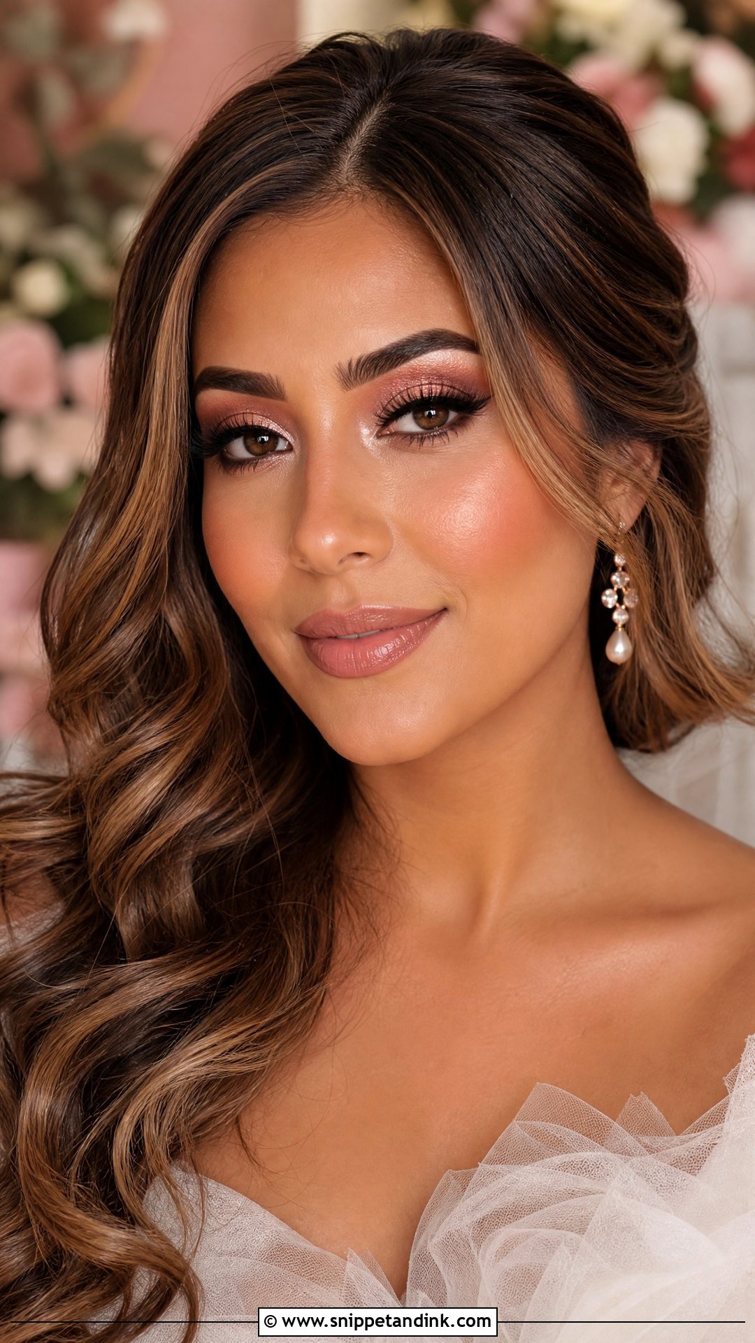 Rose Gold Brunette Bridal Makeup - Snippet and Ink - 20 Brunette Bridal Makeup Ideas
