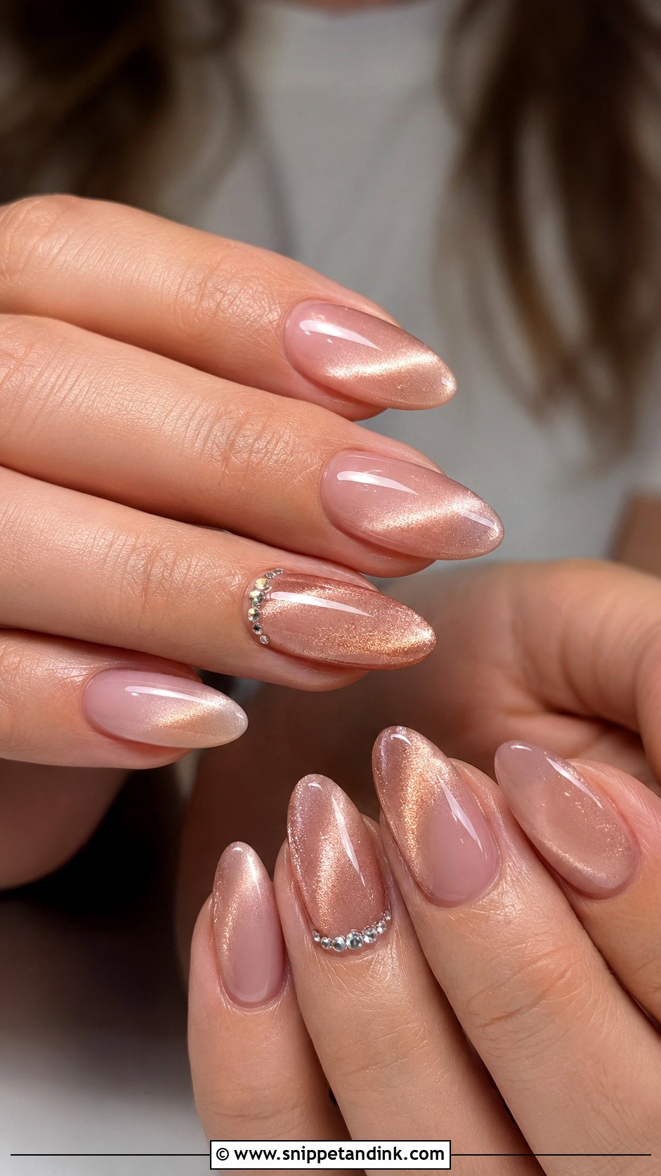 Rose Gold Cat Eye Bridal Wedding Nails - Snippet and Ink - 20 Cat Eye Bridal Wedding Nails