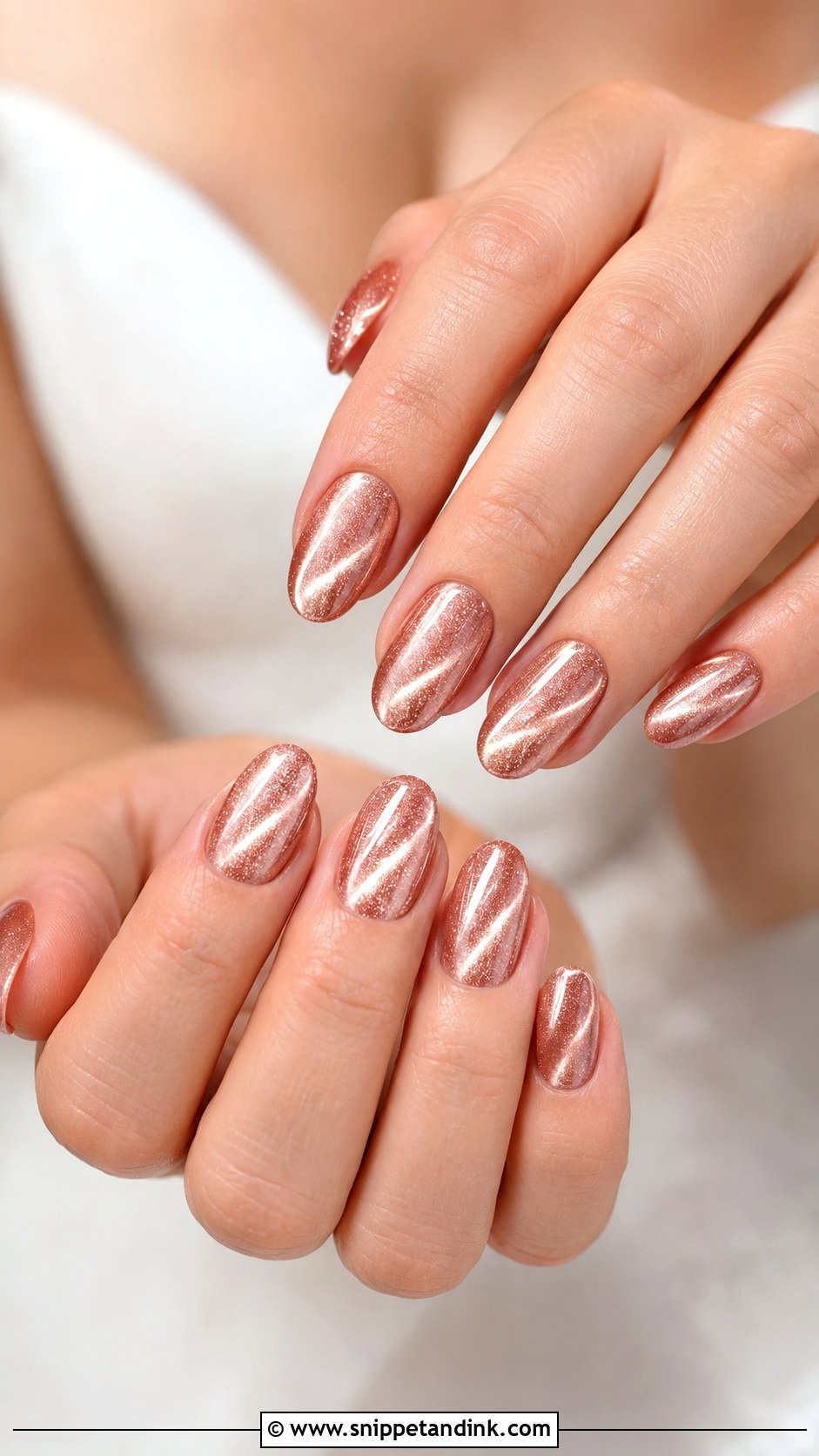Rose Gold Cat Eye Wedding Nails - Snippet and Ink - 20 Rose Gold Wedding Nails