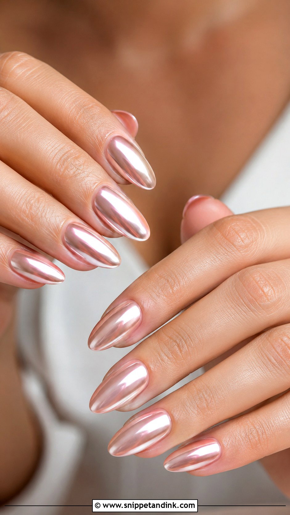 Rose Gold Chrome Bridal Nails - Snippet and Ink - 20 Bridal Chrome Nails