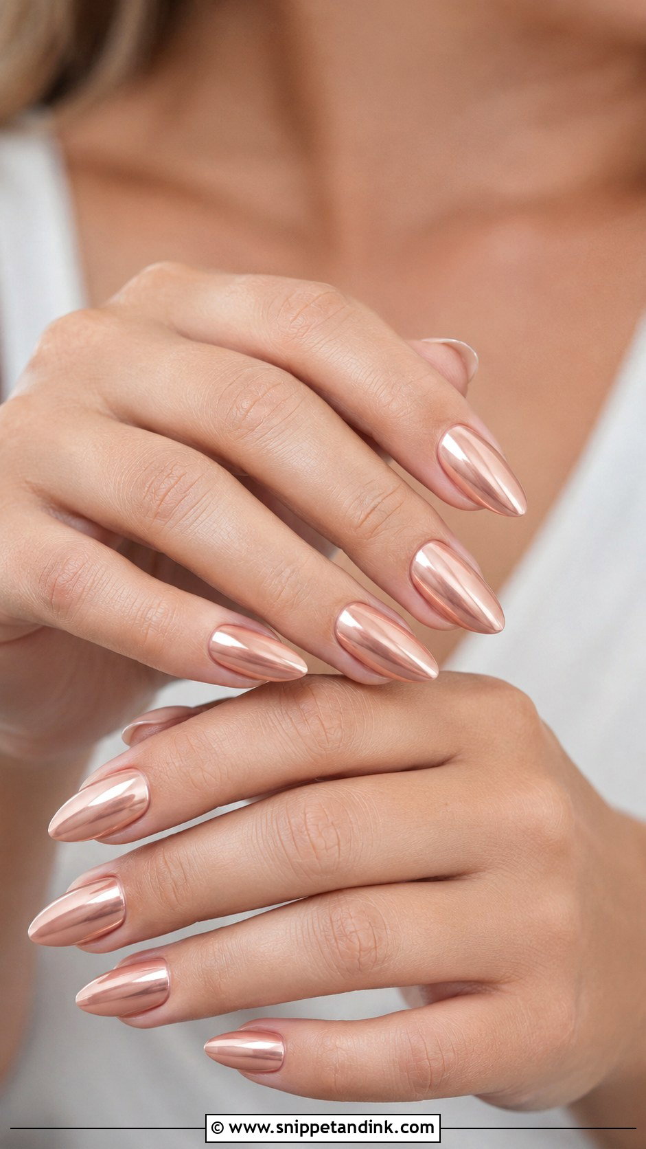 Rose Gold Chrome Bride Nails - Snippet and Ink - 20 Bride Chrome Nails