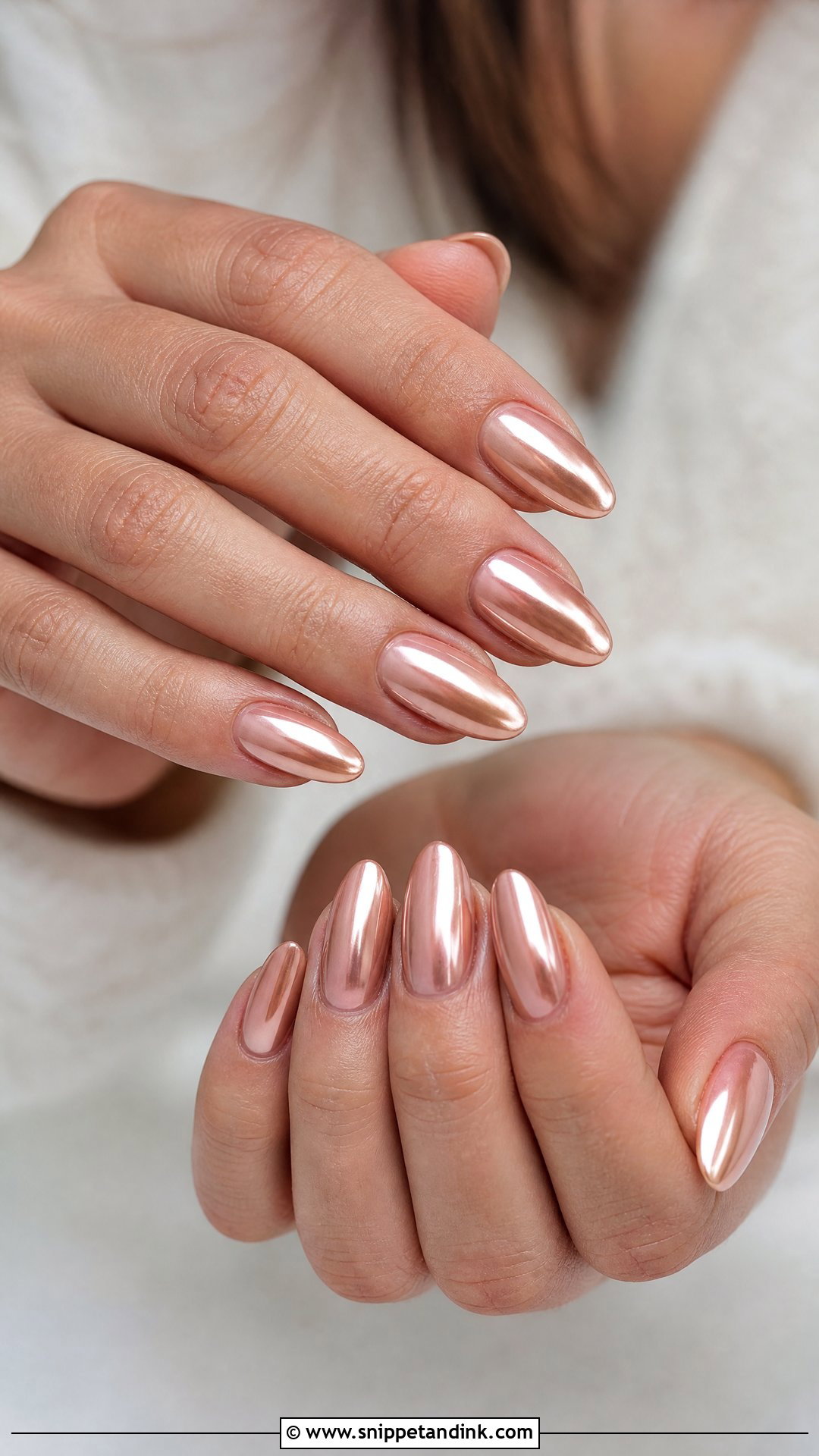 Rose Gold Chrome Fall Bridal Nails - Snippet and Ink - 25 Fall Bridal Nails