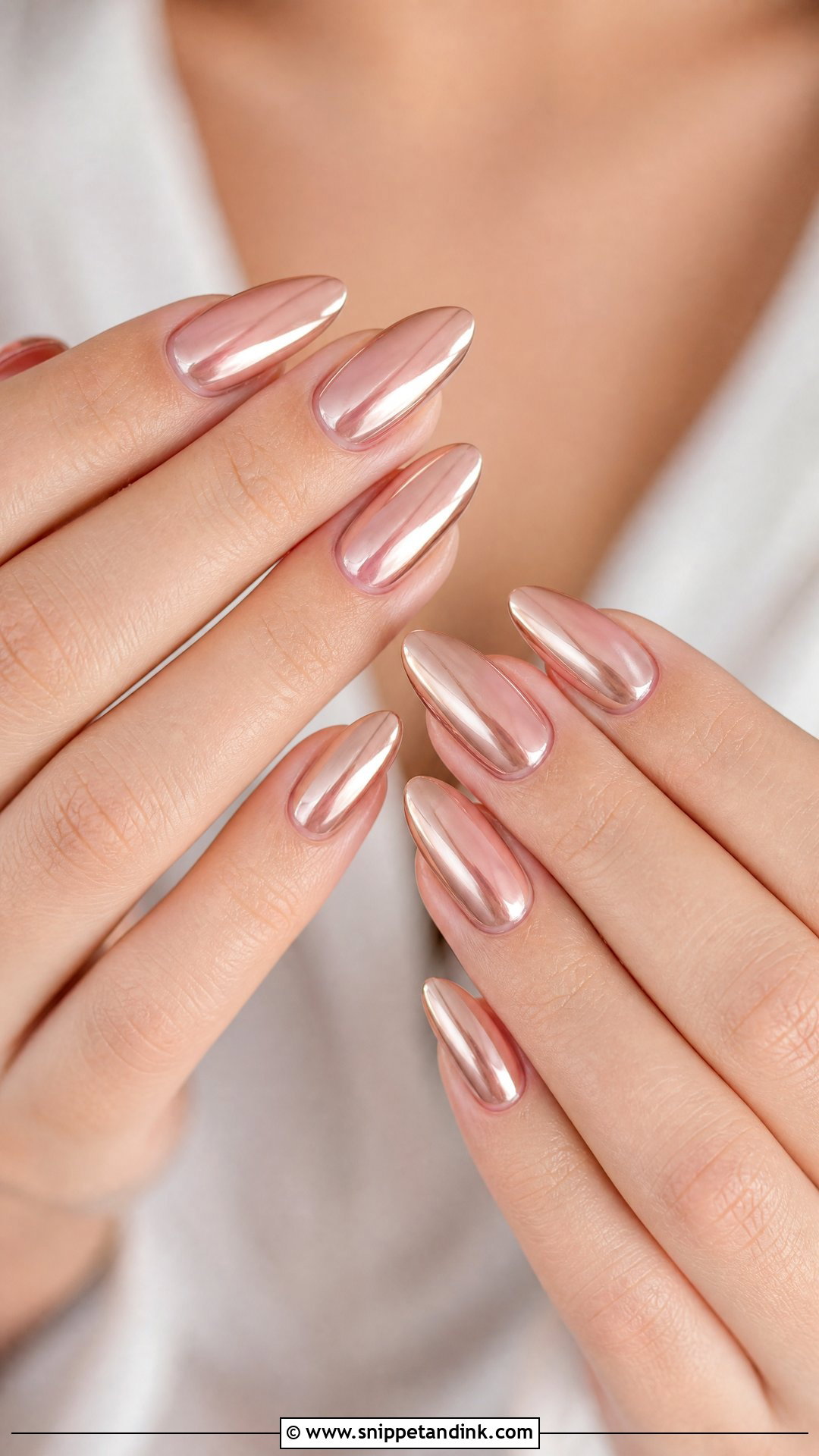 Rose Gold Chrome Nails - Snippet and Ink - 20 Nail Inspo for Wedding Guest Ideas