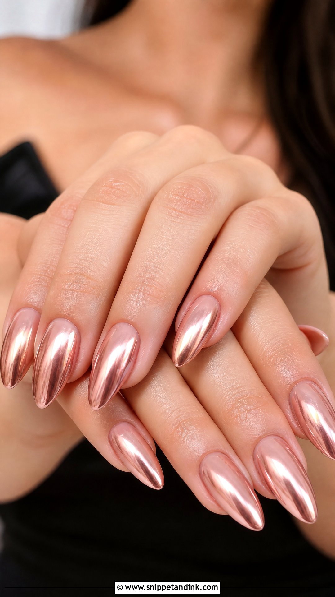 Rose Gold Chrome Nails - Snippet and Ink - 25 Wedding Guest Nail Inspo Ideas