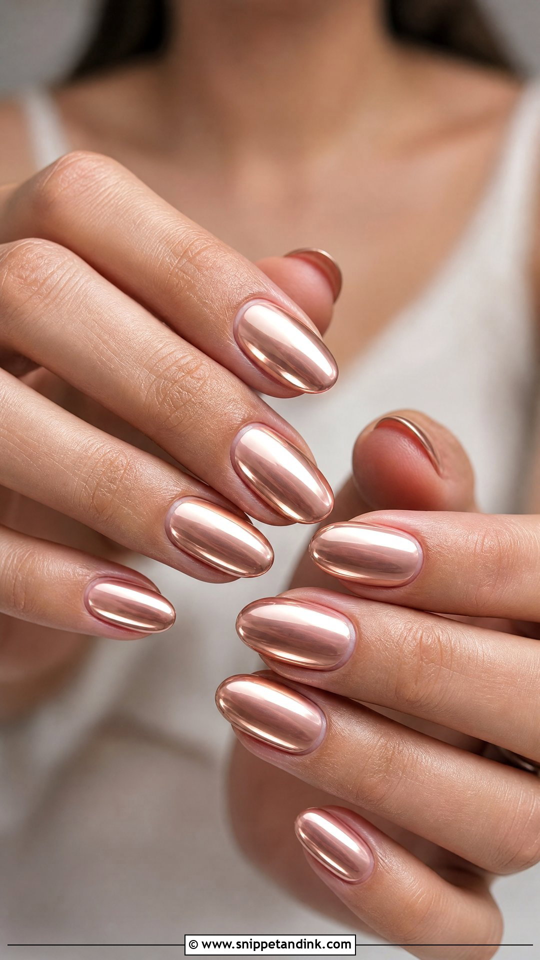 Rose Gold Chrome Nails - Snippet and Ink - 30 Classy Wedding Guest Nails Ideas