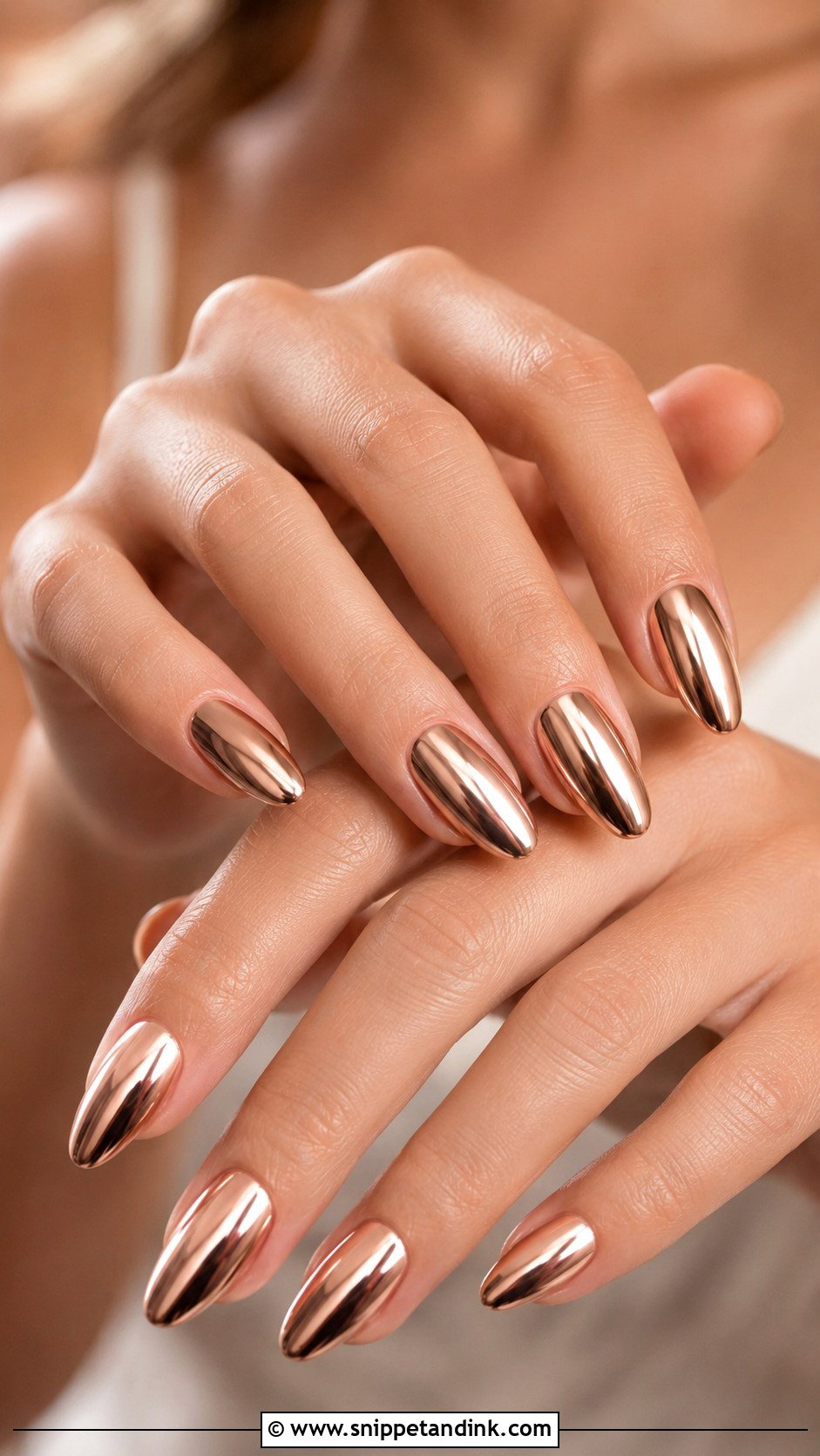 Rose Gold Chrome Nails - Snippet and Ink - 30 Nails for Wedding Guest