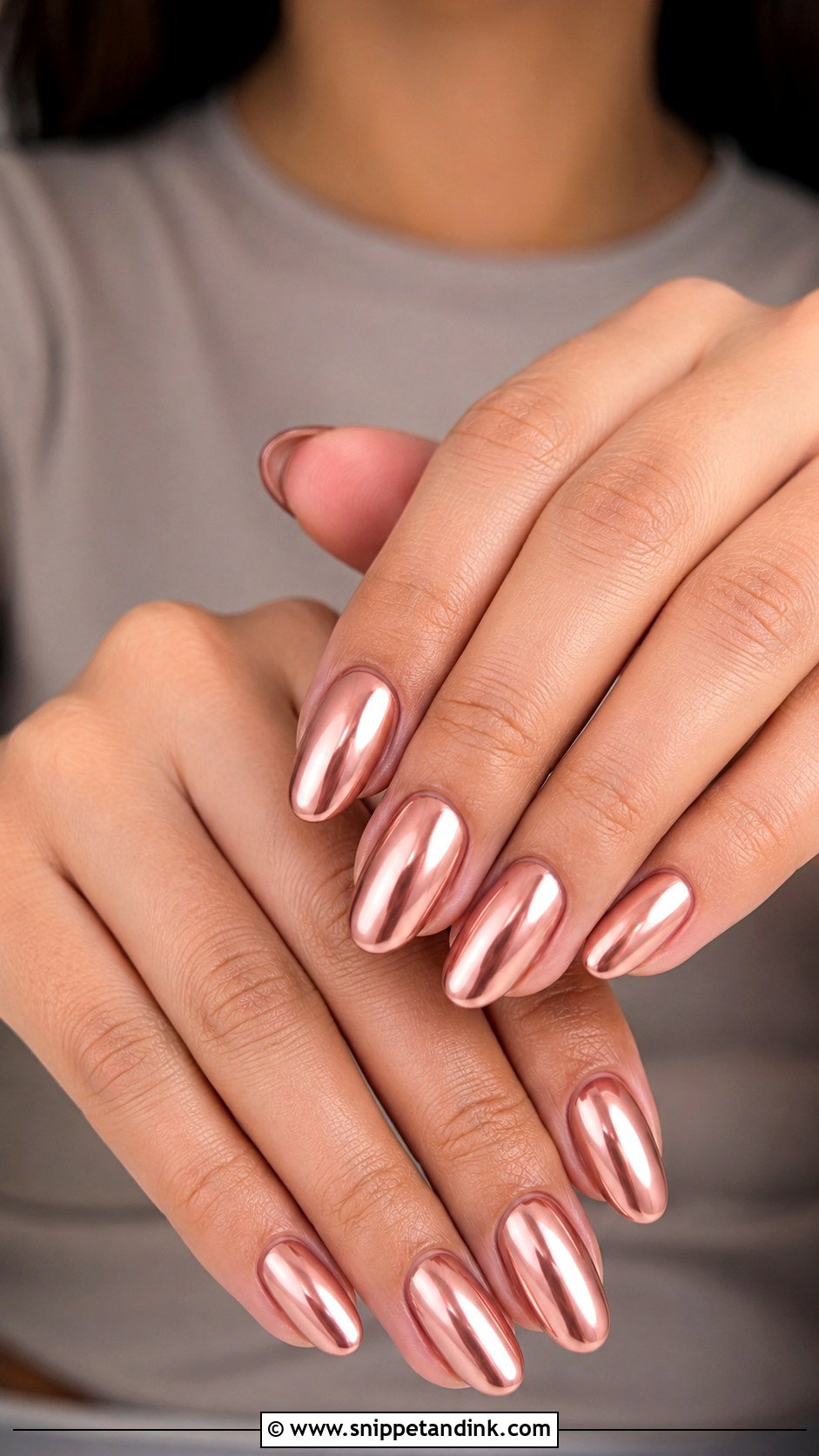 Rose Gold Chrome Nails - Snippet and Ink - 30 Wedding Guest Nails Ideas