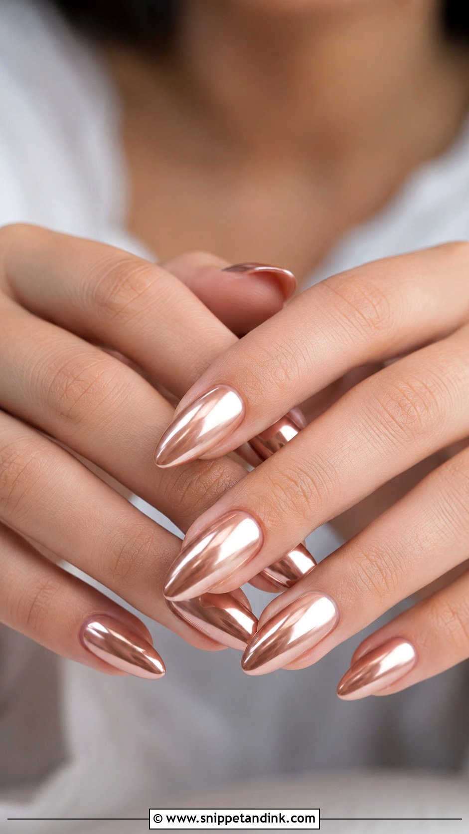 Rose Gold Chrome Nails - Snippet and Ink - 20 Cute Nails for Wedding Guest