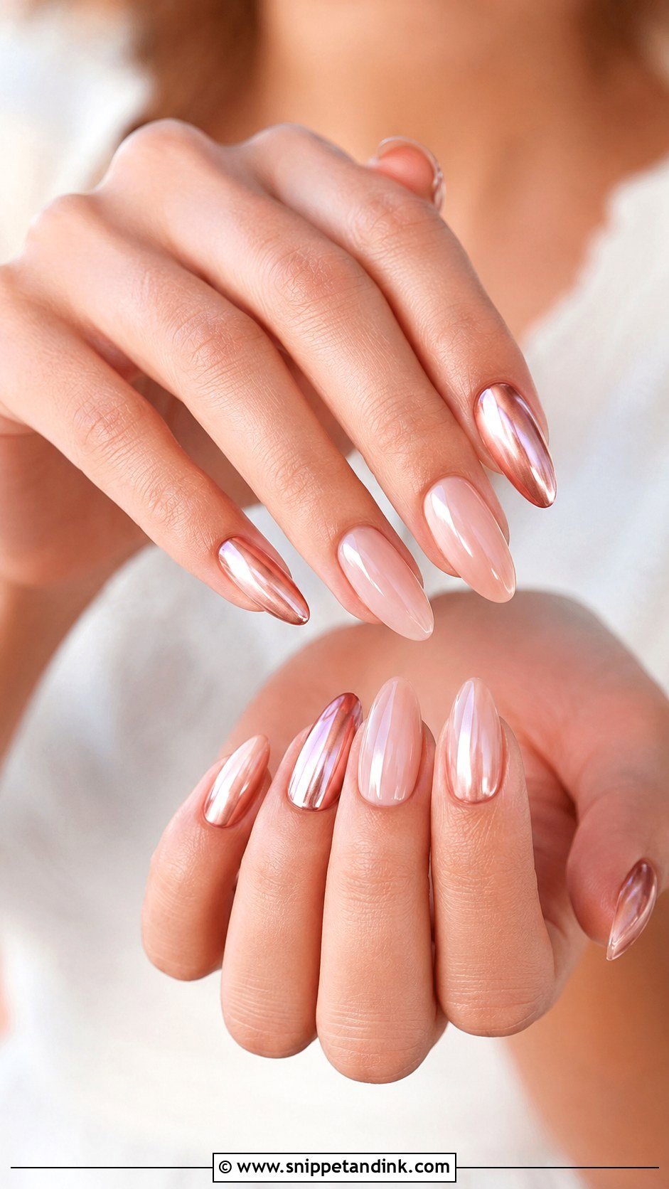 Rose Gold Chrome Wedding Nails - Snippet and Ink - 20 Chrome Wedding Nails for Bride