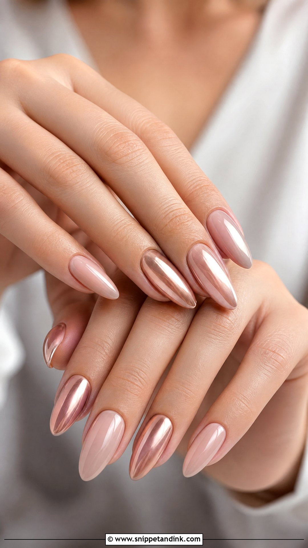 Rose Gold Chrome Wedding Nails - Snippet and Ink - 25 Chrome Wedding Nails