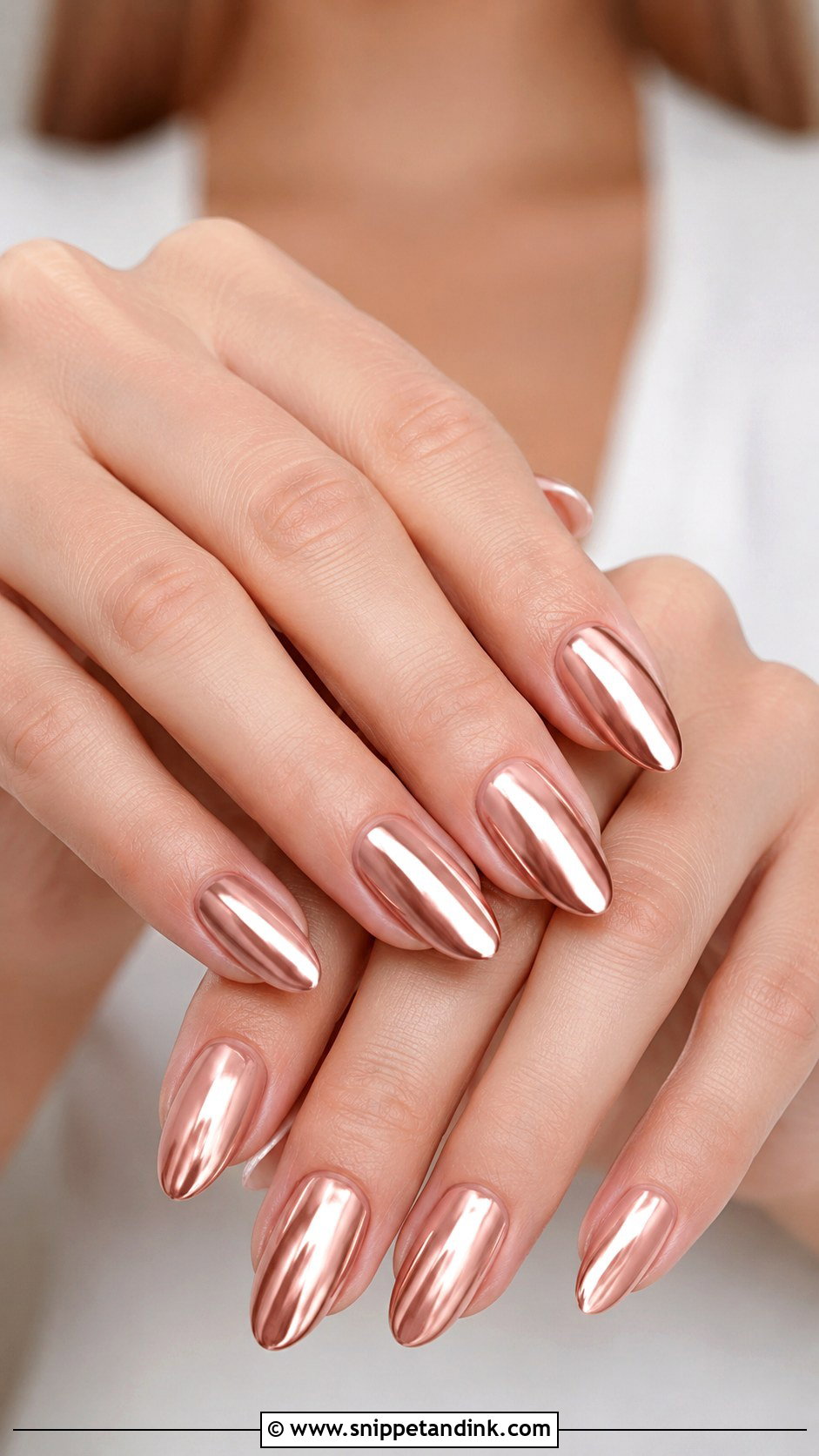 Rose Gold Chrome Wedding Nails - Snippet and Ink - 20 Chrome Nails for Wedding