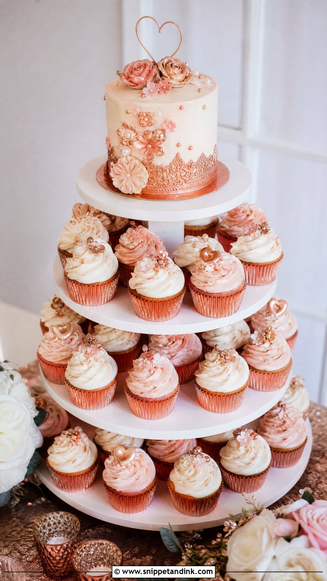 Rose Gold Cupcake Wedding Cake - Snippet and Ink - 20 Rose Gold Cakes for Wedding