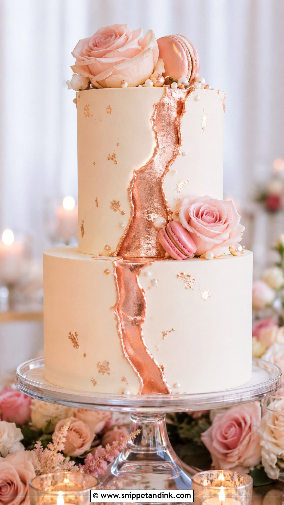 Rose Gold Fault Line Wedding Cake - Snippet and Ink - 20 Fault Line Cakes for Wedding
