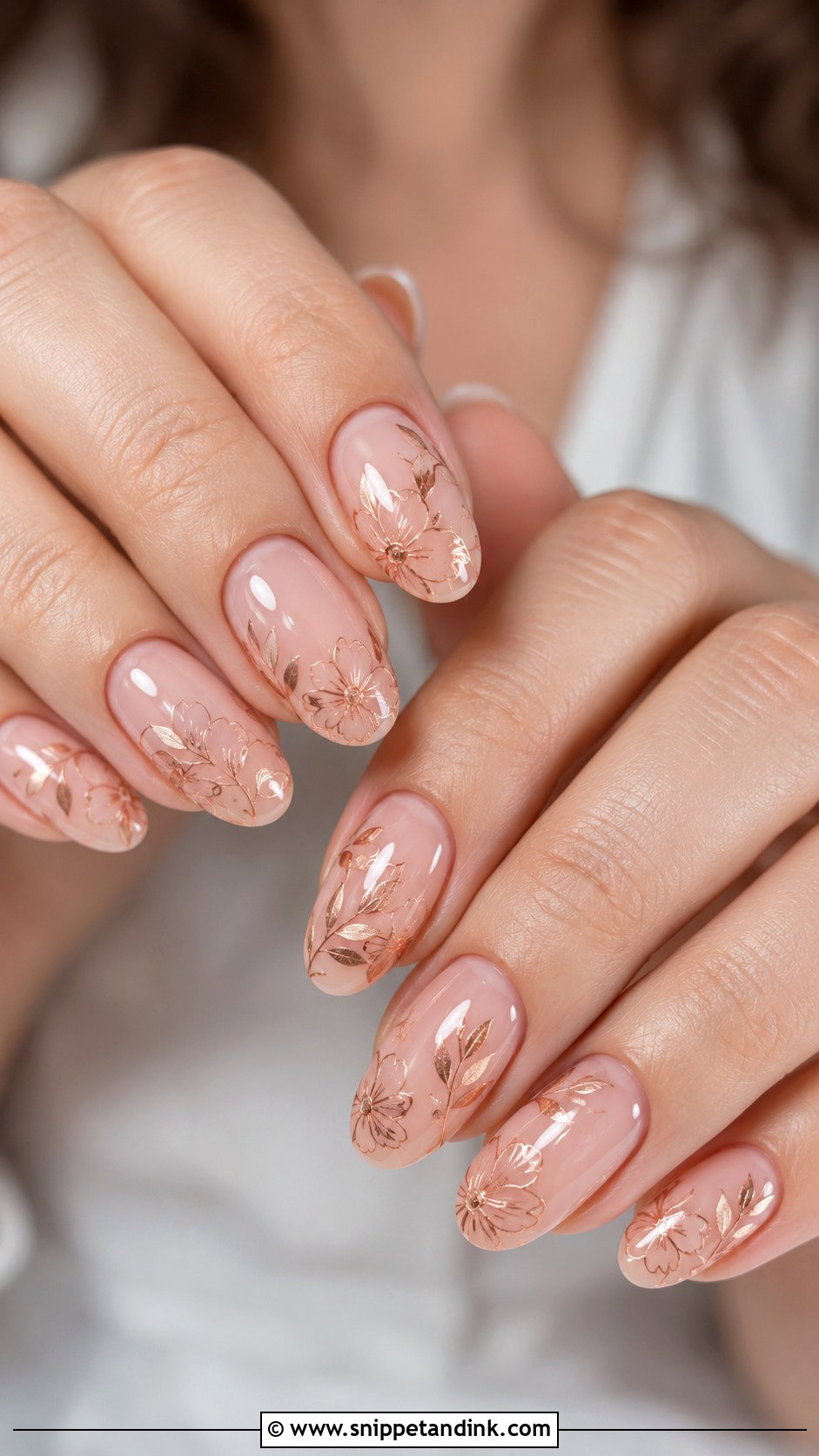 Rose Gold Floral Wedding Nails - Snippet and Ink - 20 Rose Gold Wedding Nails