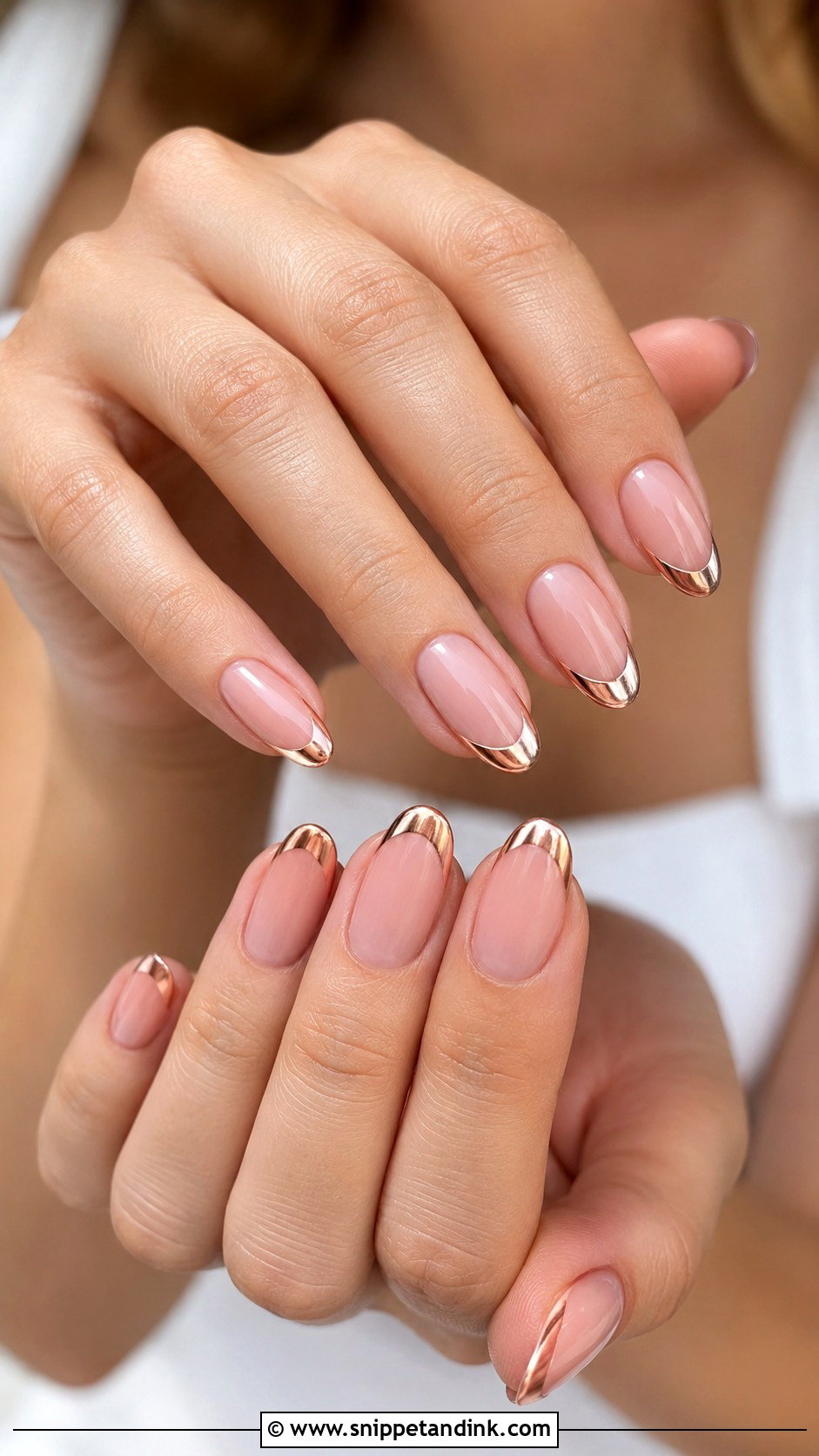 Rose Gold French Tip Wedding Nails - Snippet and Ink - 20 Rose Gold Wedding Nails
