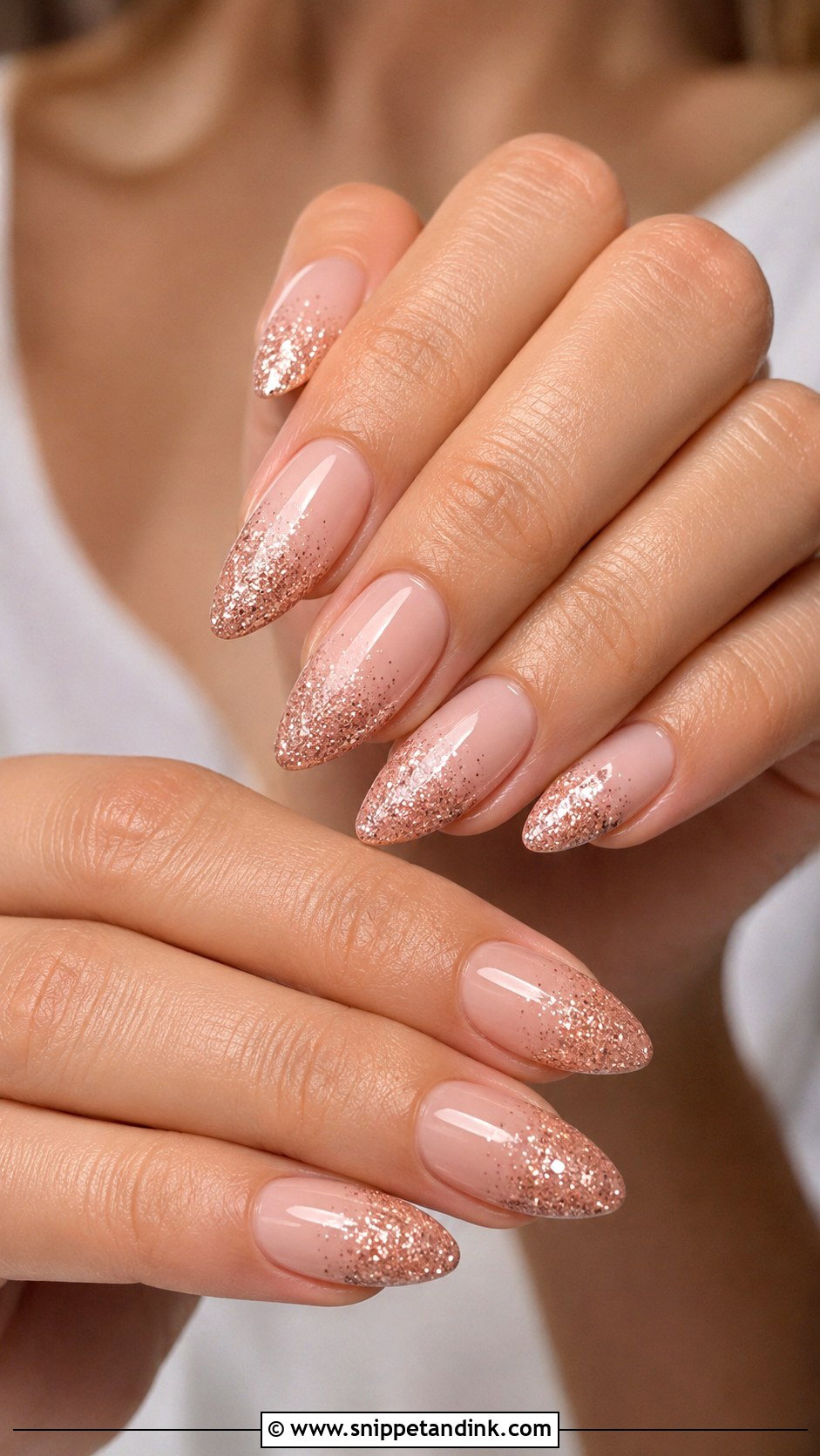 Rose Gold Glitter Ombre Wedding Nails - Snippet and Ink - 20 Rose Gold Wedding Nails