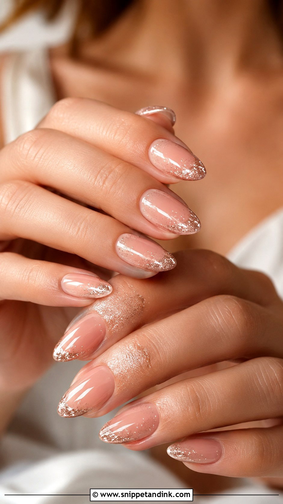 Rose Gold Glitter Wedding Nails - Snippet and Ink - 20 Classy Bridal Sparkle Wedding Nails for Bride
