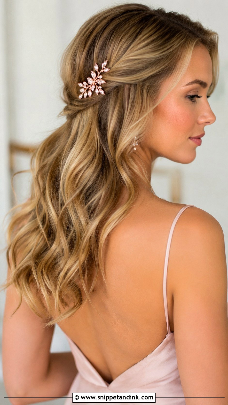 Rose Gold Hair Comb for Modern Brides - Snippet and Ink - 20 Wedding Hair Comb Ideas