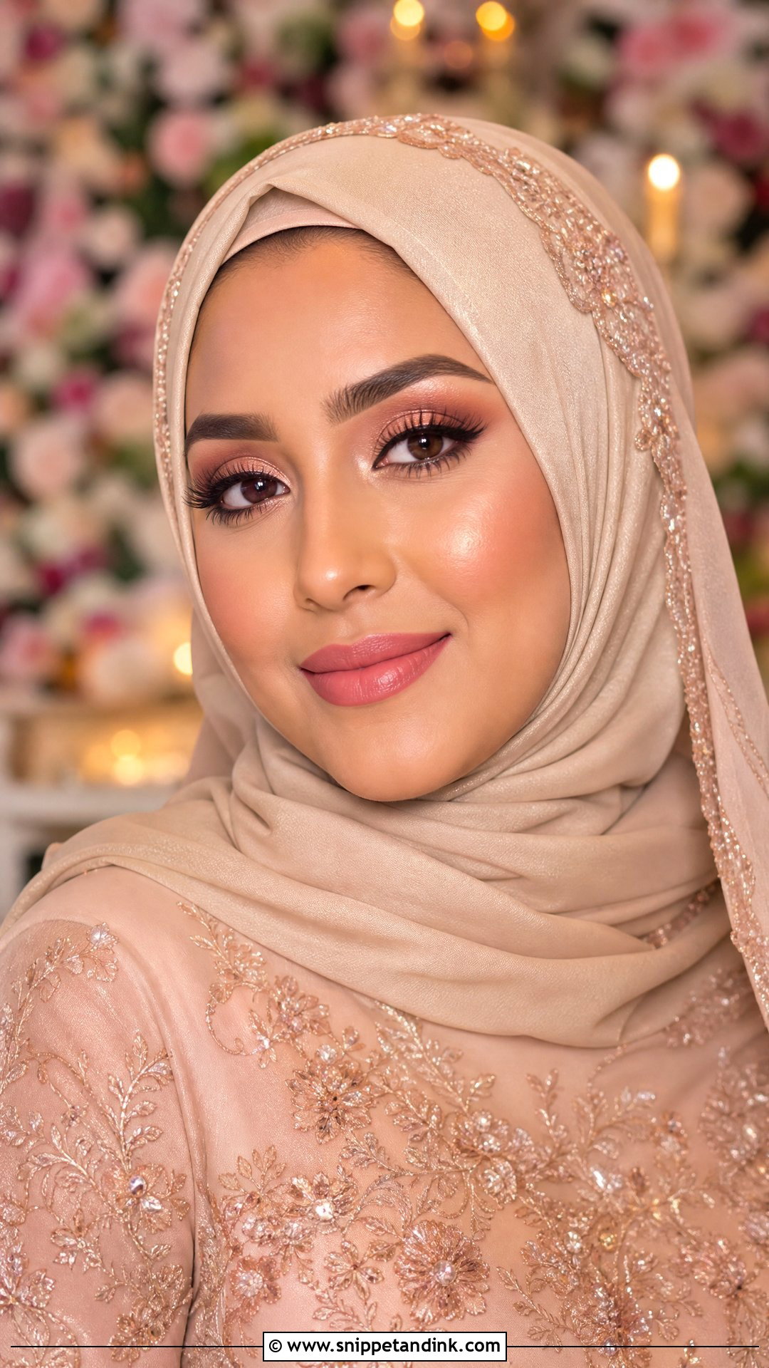 Rose Gold Hijab Wedding Makeup - Snippet and Ink - 20 Hijab Wedding Makeup Look Ideas