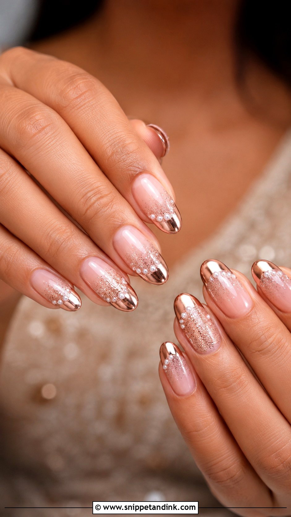Rose Gold Indian Bridal Nails - Snippet and Ink - 20 Indian Golden Bridal Nail Art Ideas