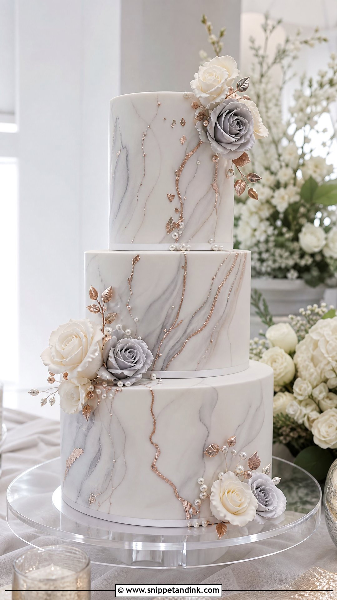 Rose Gold Marble Wedding Cake - Snippet and Ink - 20 Rose Gold Cakes for Wedding