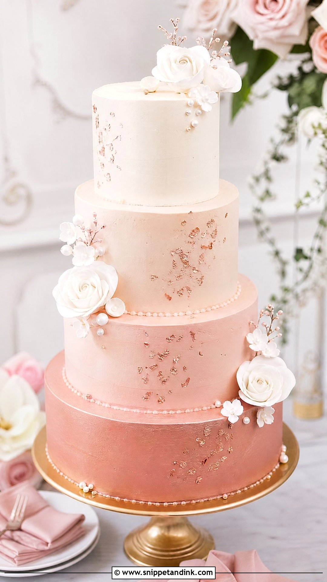 Rose Gold Ombre Wedding Cake - Snippet and Ink - 20 Rose Gold Cakes for Wedding
