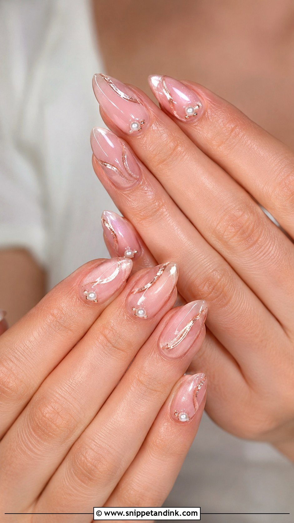 Rose Gold Pearl Wedding Nails - Snippet and Ink - 20 Rose Gold Wedding Nails