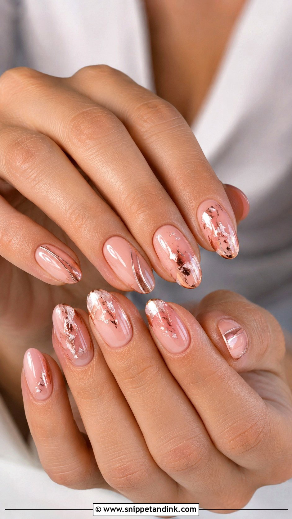 Rose Gold Pink Wedding Nails - Snippet and Ink - 20 Elegant Pink Wedding Nail Art Ideas