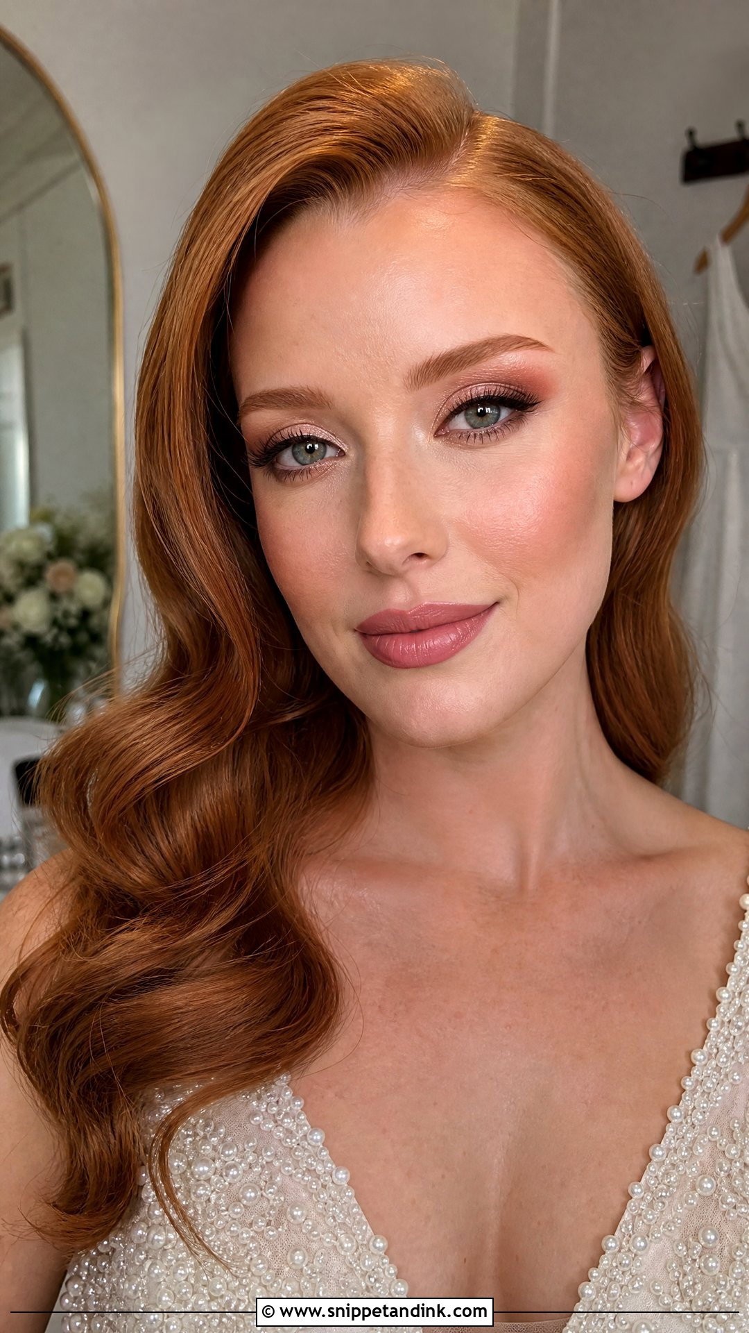 Rose Gold Redhead Bridal Makeup - Snippet and Ink - 20 Redhead Bridal Makeup Ideas