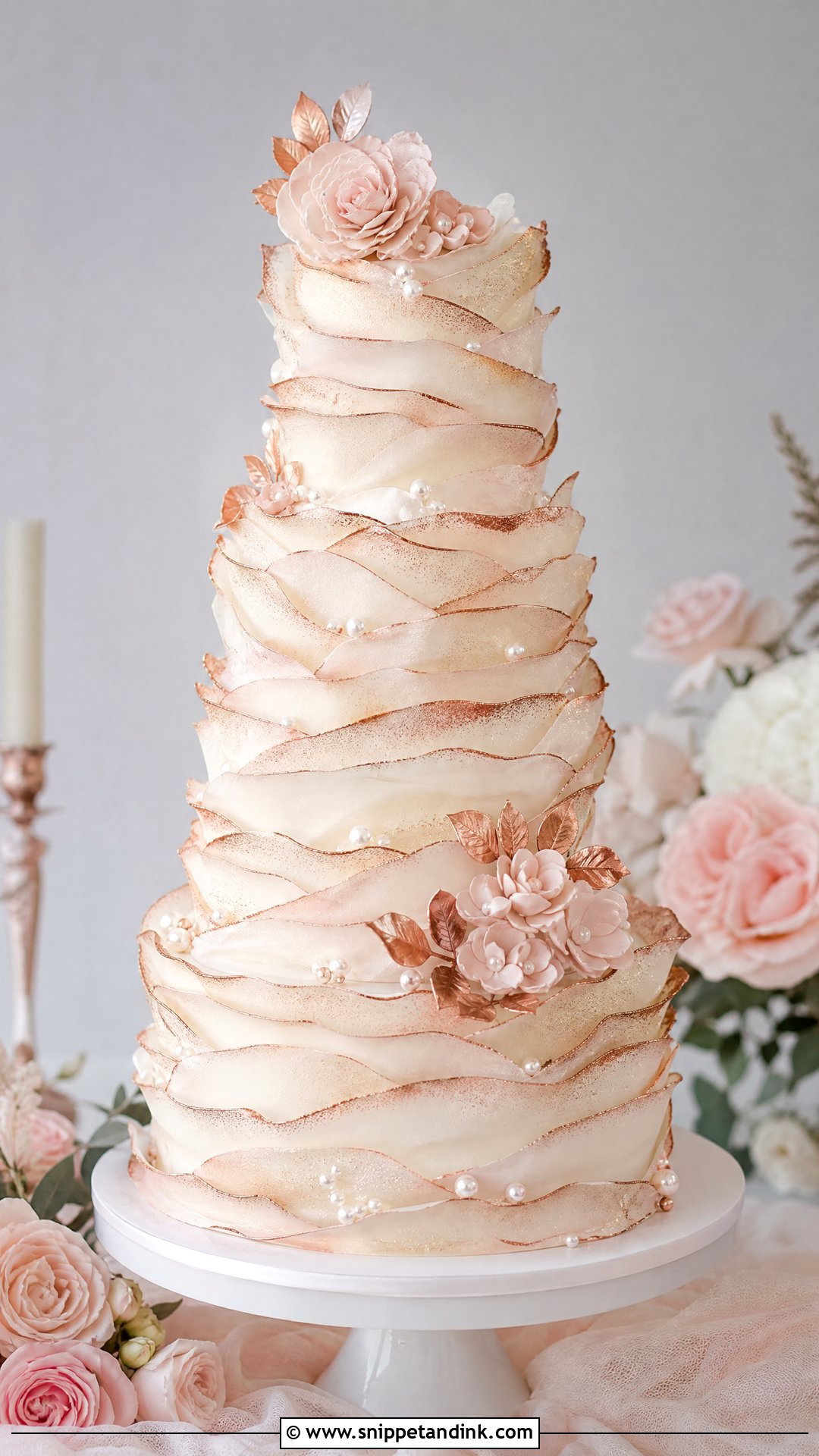Rose Gold Ruffle Wedding Cake - Snippet and Ink - 20 Rose Gold Cakes for Wedding
