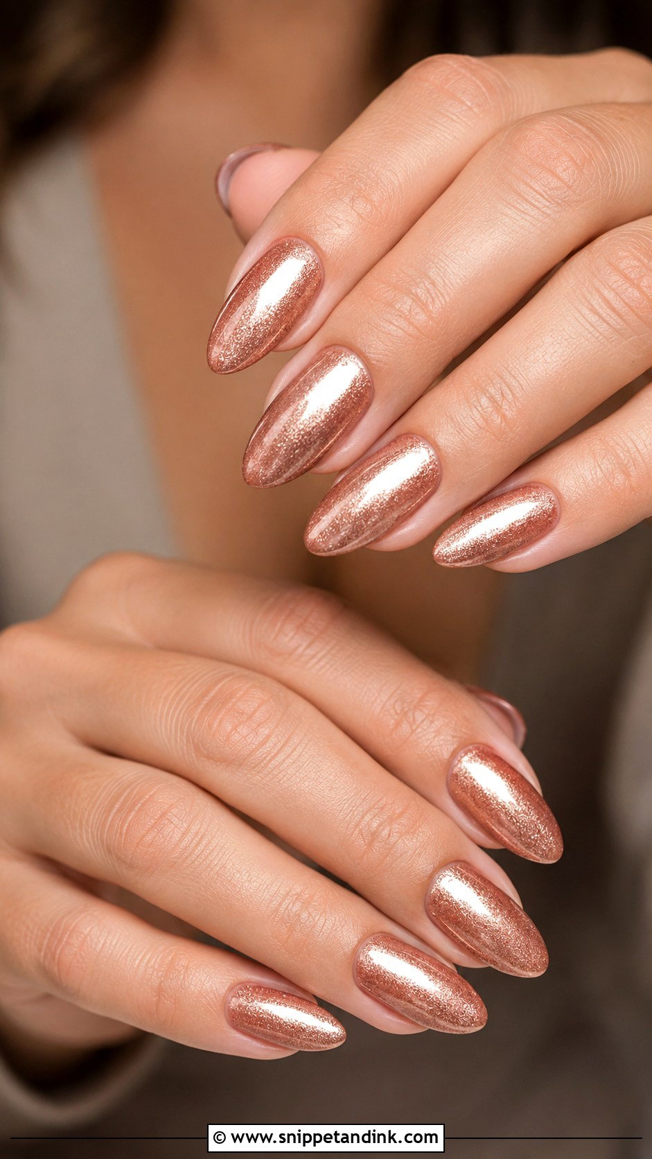 Rose Gold Shimmer Nails - Snippet and Ink - 20 Nail Art for Wedding Guest Ideas