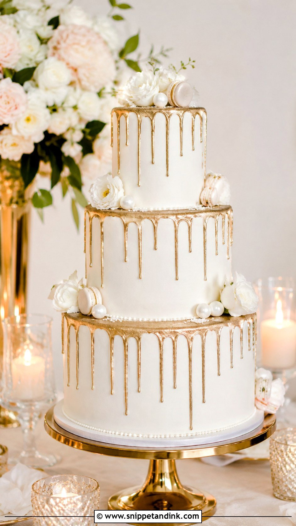 Rose Gold Sparkle Wedding Cake - Snippet and Ink - 30 Sparkle Wedding Cake Ideas