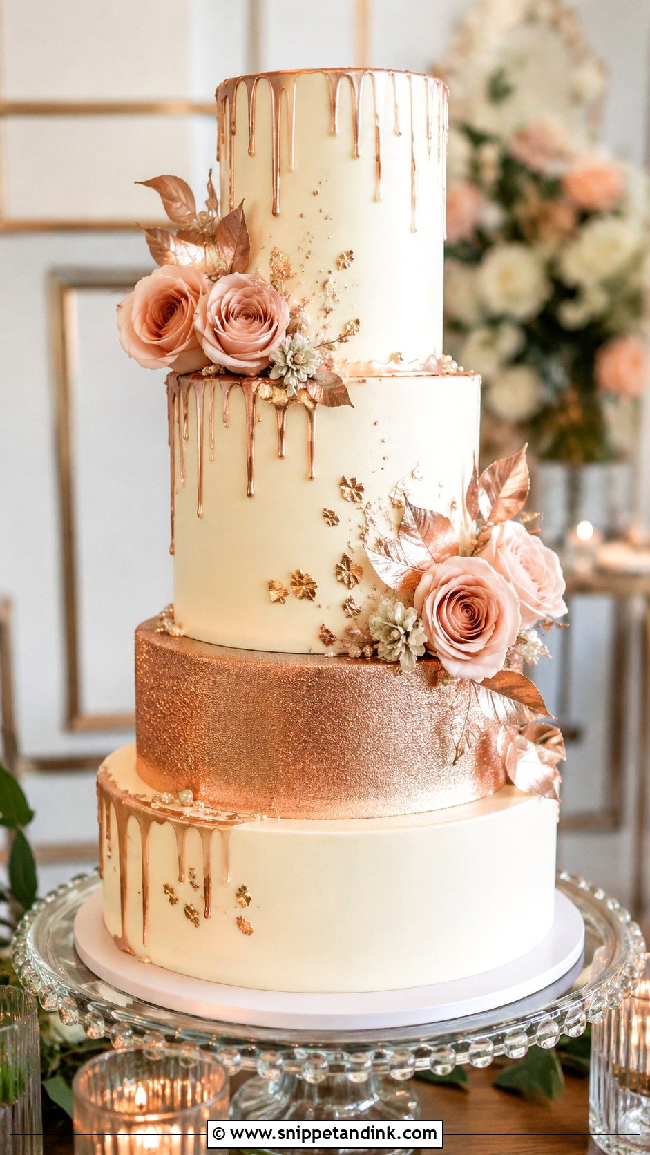 Rose Gold Wedding Cake - Snippet and Ink - 20 Glitz and Glam Cake Ideas for Wedding