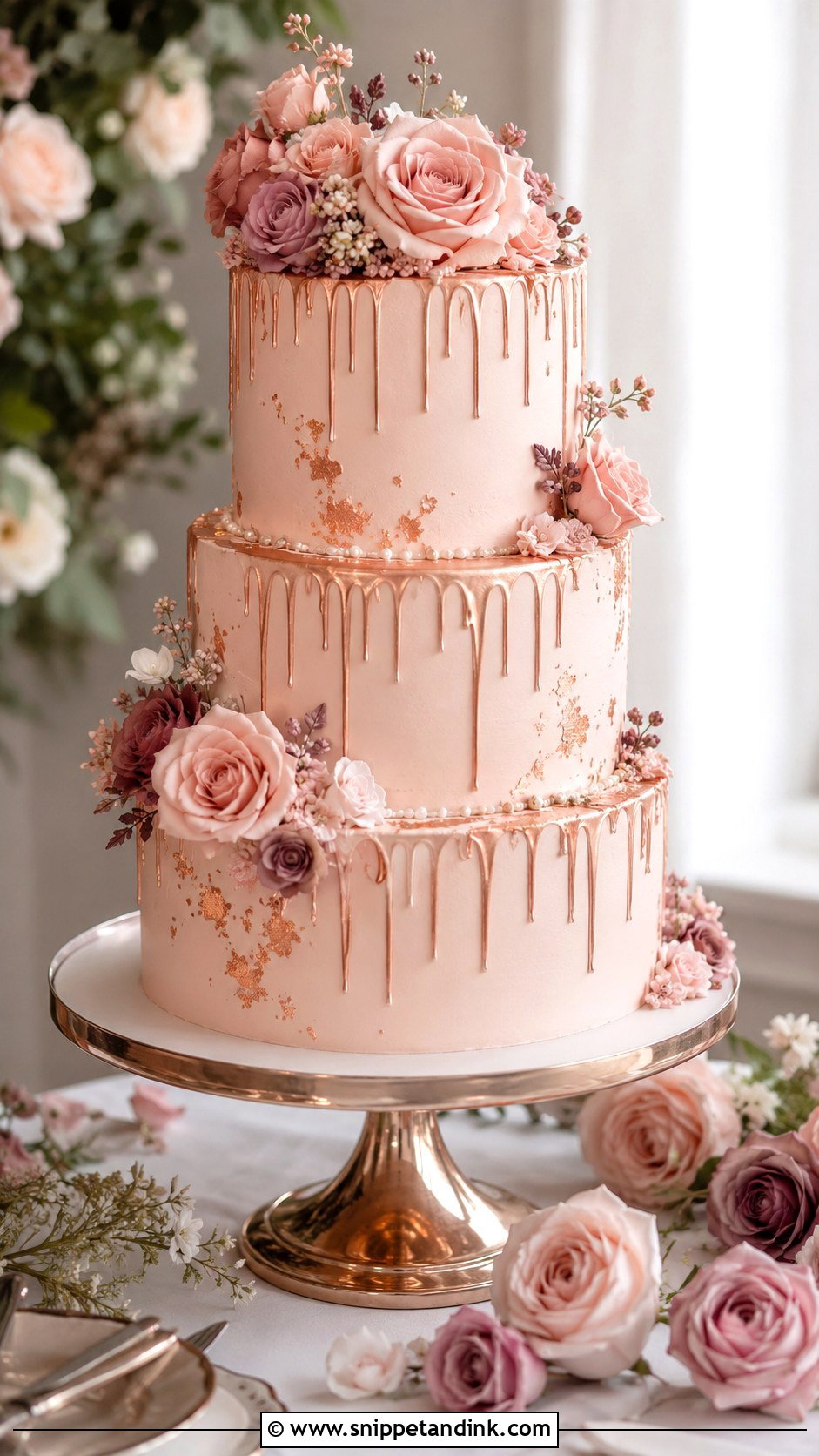 Rose Gold Wedding Cake - Snippet and Ink - 20 Golden Cake Ideas for Wedding