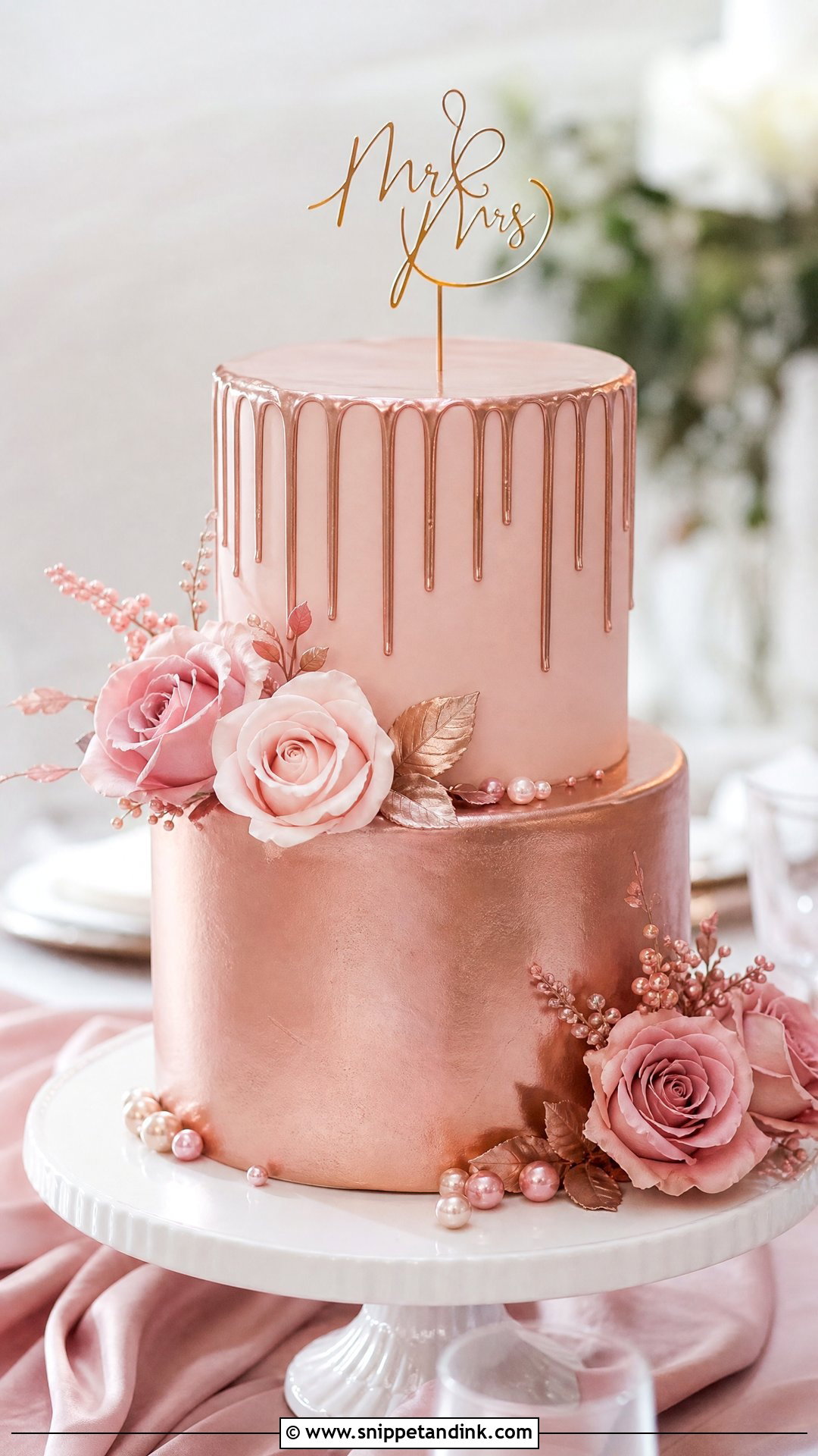 Rose Gold Wedding Cake - Snippet and Ink - 20 Pink and Gold Cakes for Wedding