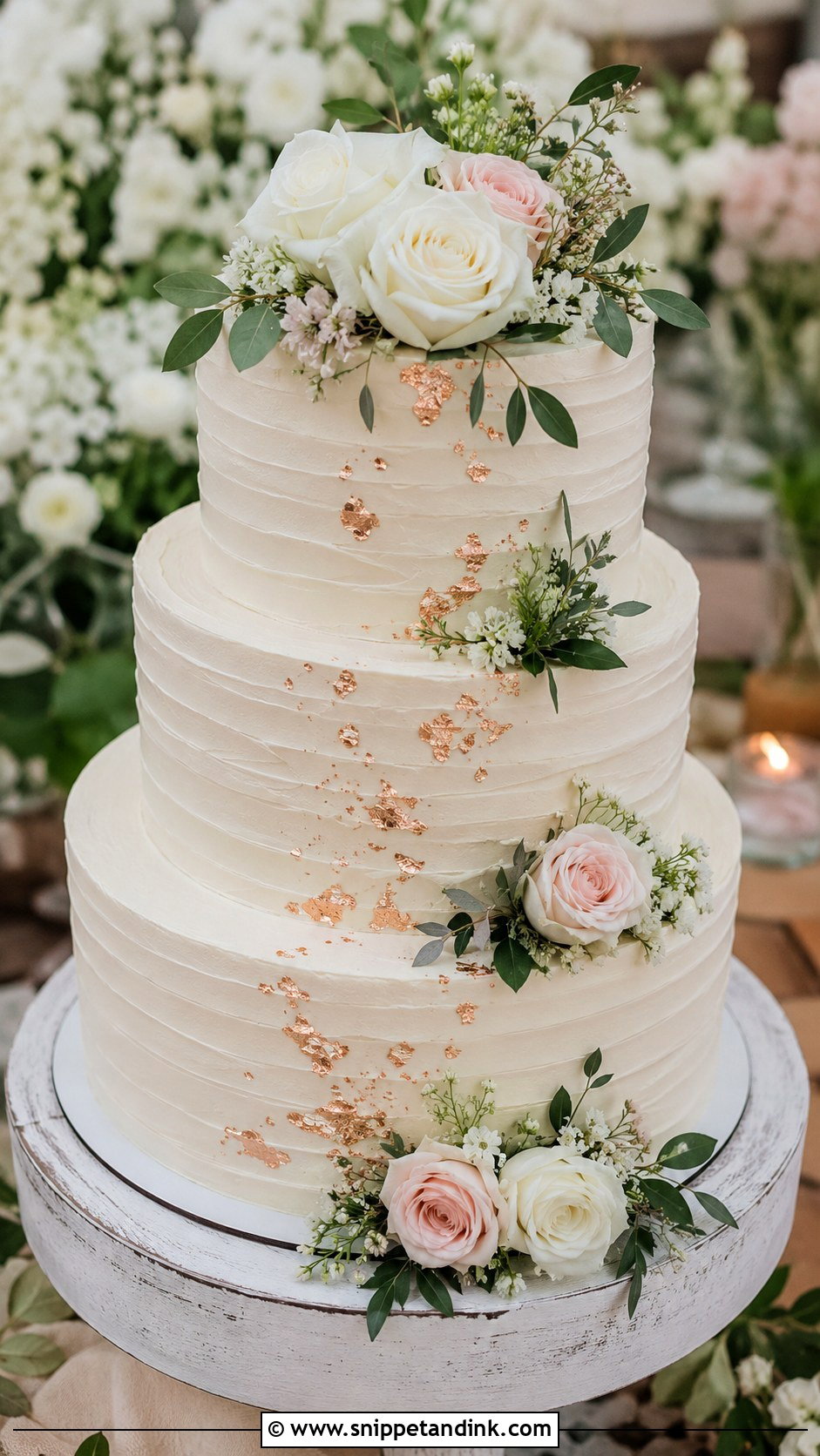Rose Gold Wedding Cake With Buttercream - Snippet and Ink - 25 Rose Gold Wedding Cake Ideas