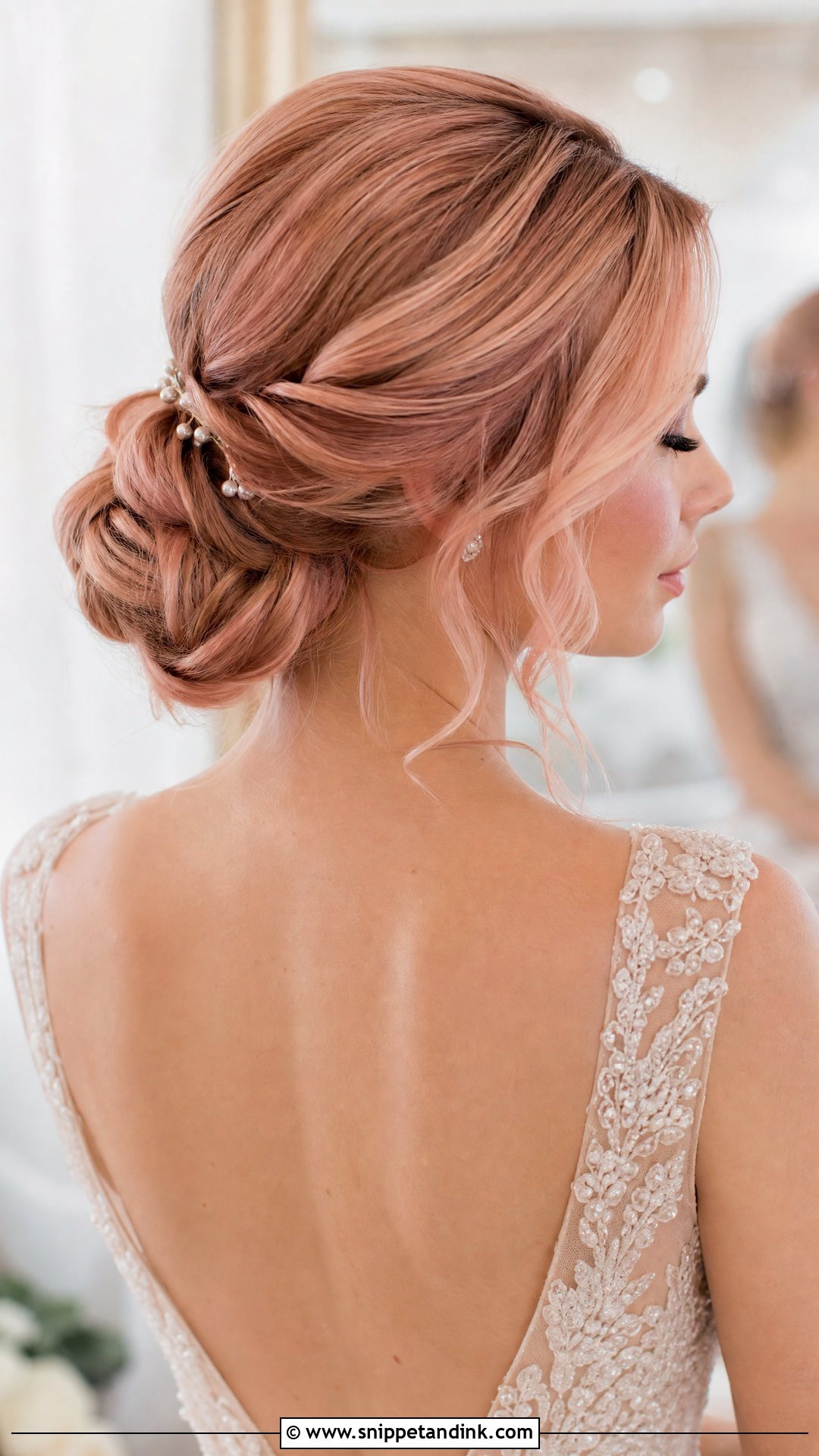 Rose Gold Wedding Updo - Snippet and Ink - 20 Pink Hair Wedding Ideas