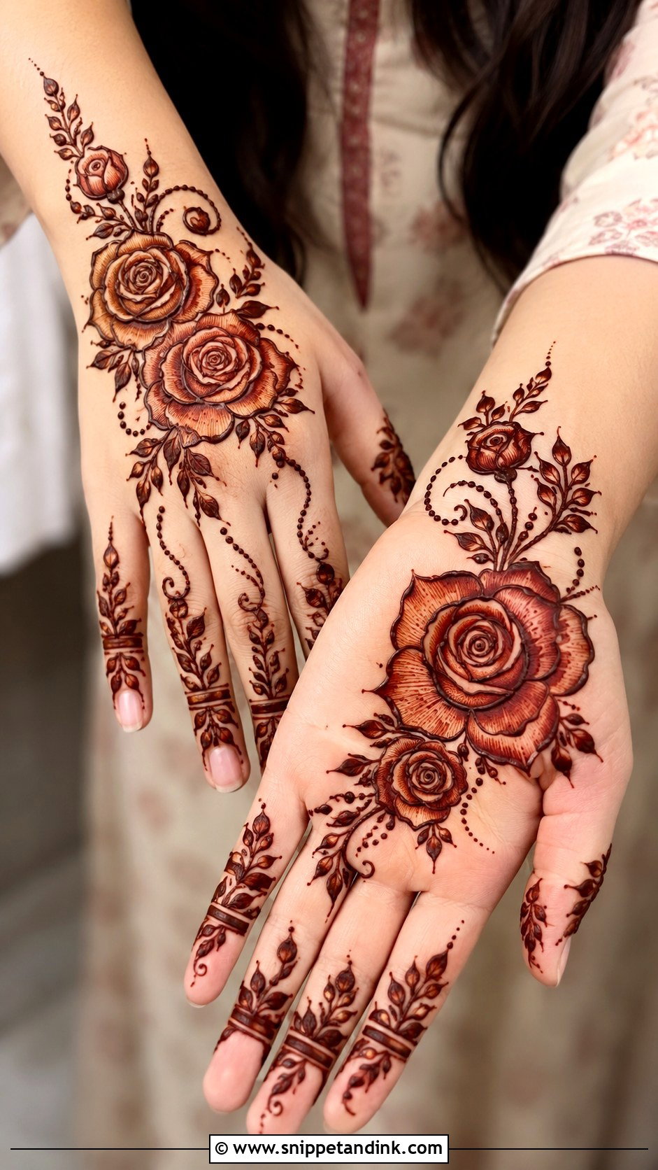 Rose Gulf Mehndi Design - Snippet and Ink - 35 Rose Mehndi Designs