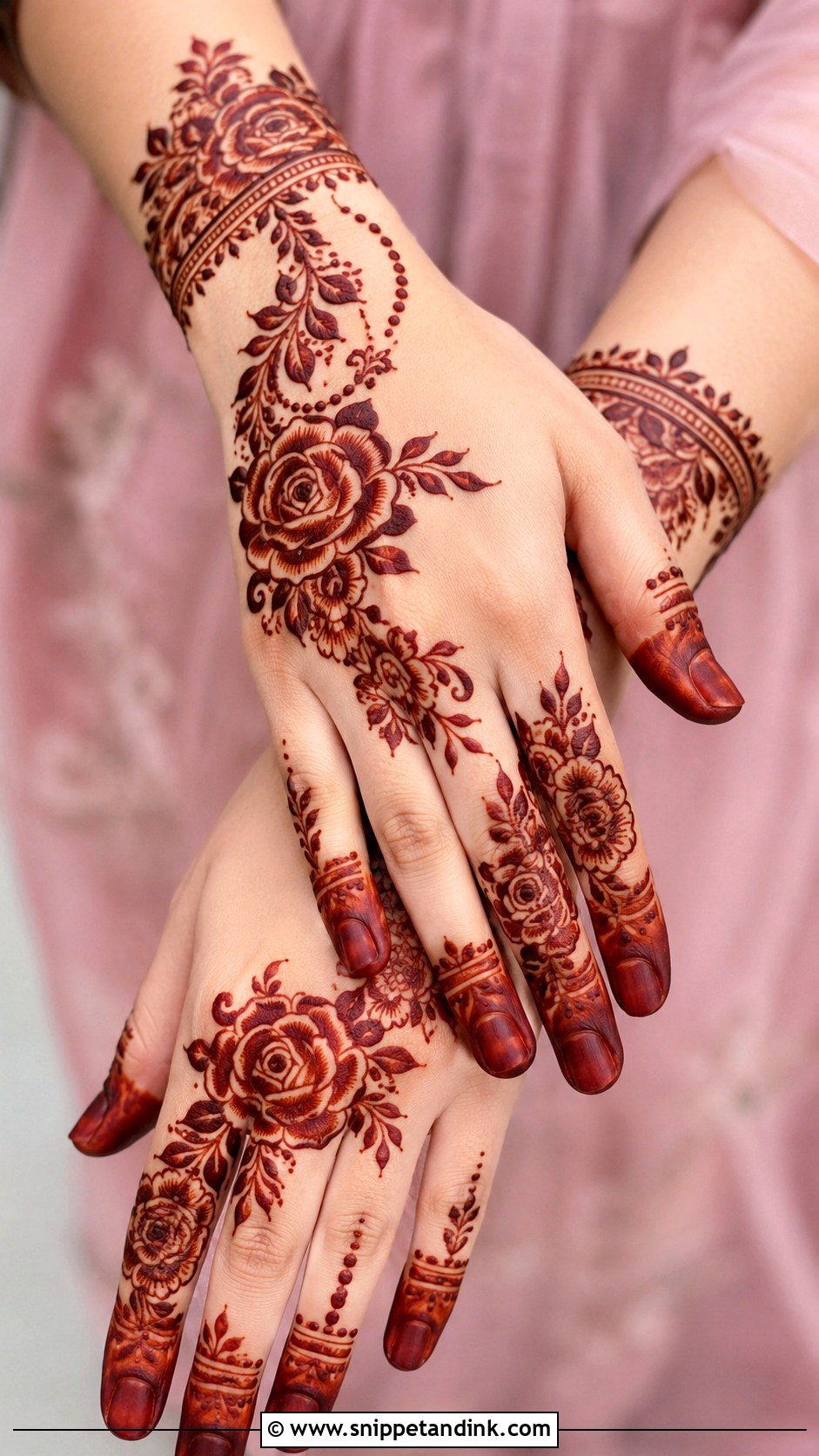 Rose Hand Mehndi Design - Snippet and Ink - 35 Hand Mehndi Designs